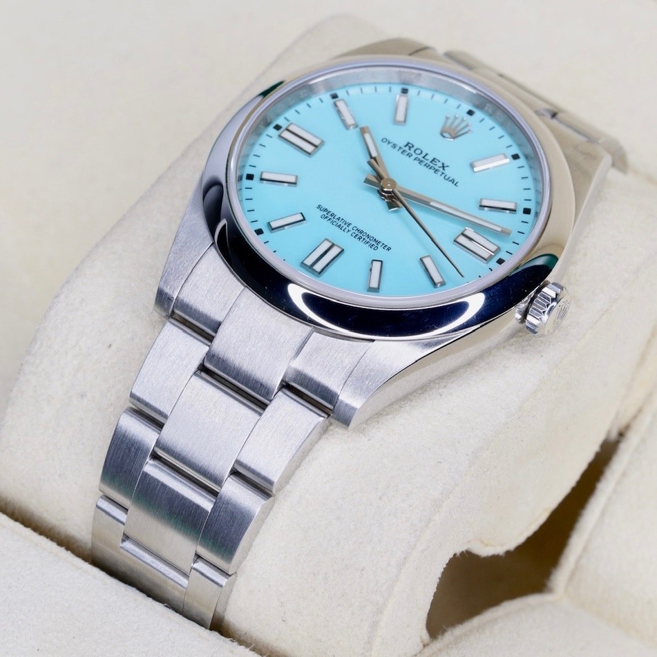 Rolex 124300 Oyster Perpetual 41 TURQUOISE Tiffany Blue Dial Stainless Steel