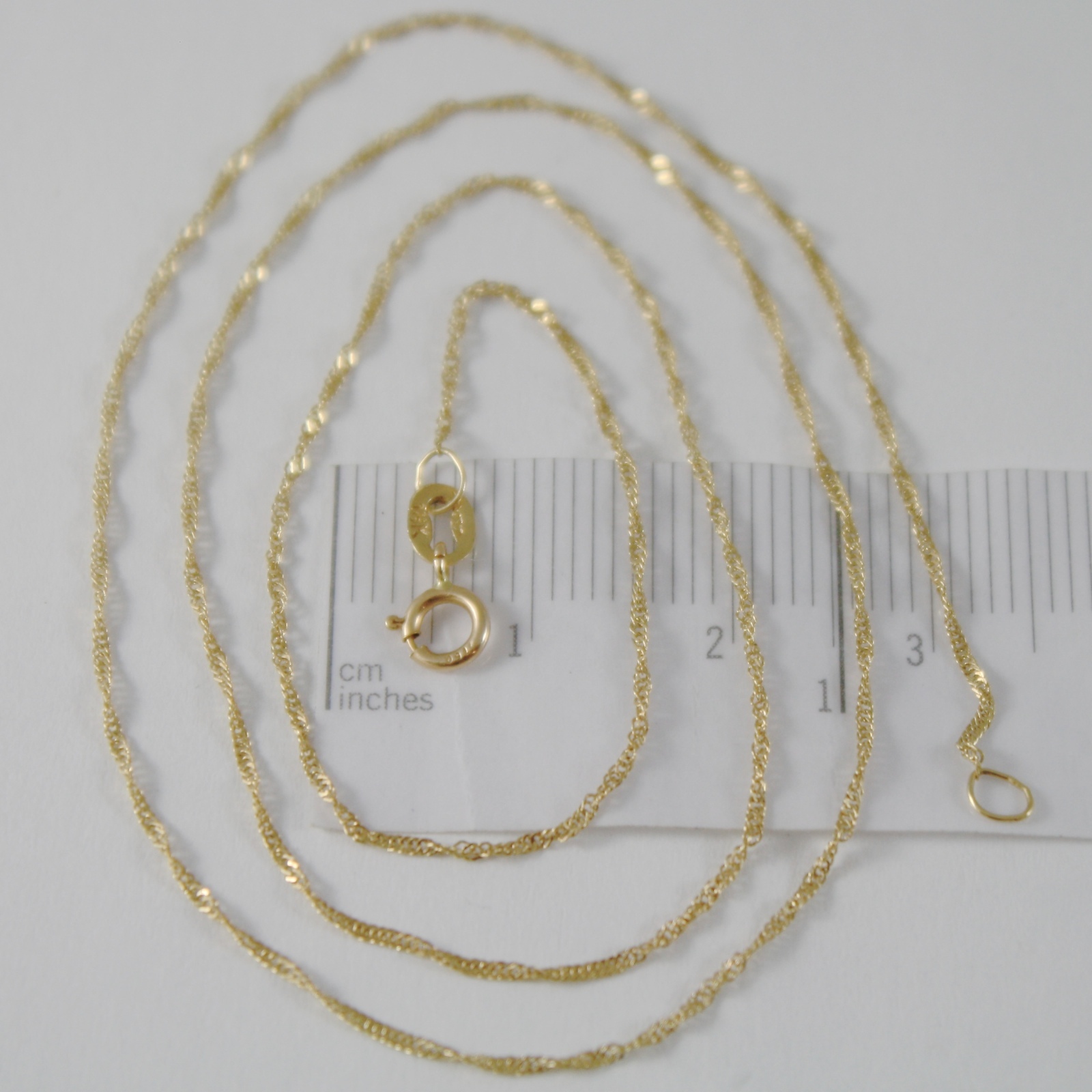 18K YELLOW GOLD MINI SINGAPORE BRAID ROPE CHAIN 19.7 INCHES 1 MM, MADE IN ITALY