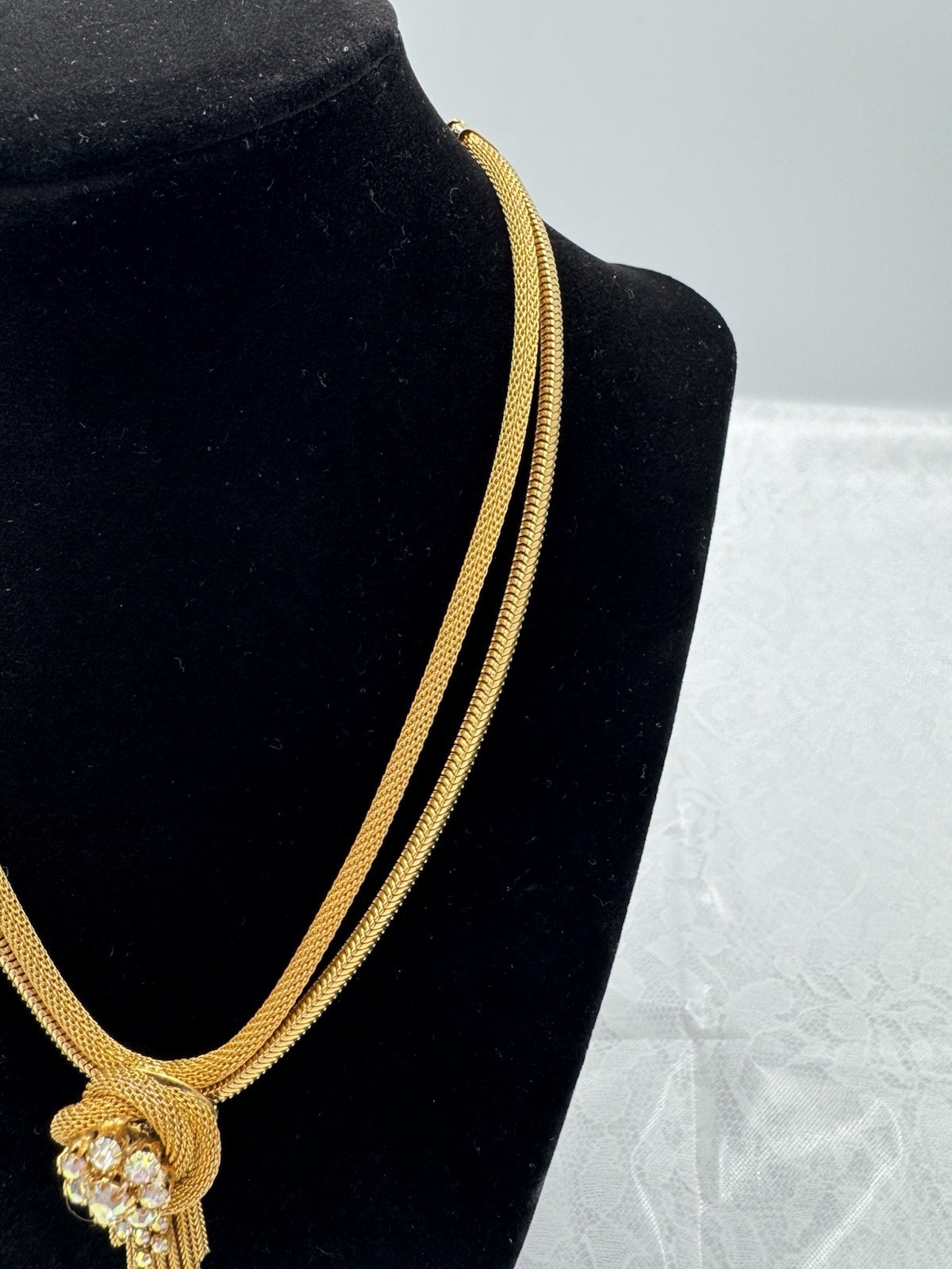 Vintage 1950’s Retro Aurora Borealis Rhinestone Double Strand Necklace
