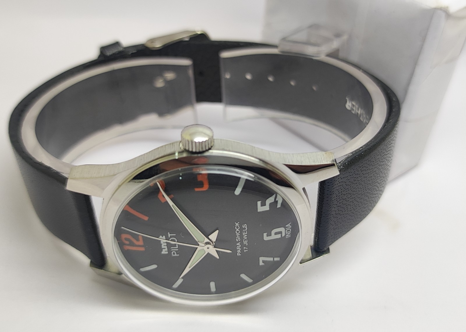 Vintage Hmt Pilot Black Dial 17 Jewels Para Shock Mechanical hand winding Watch