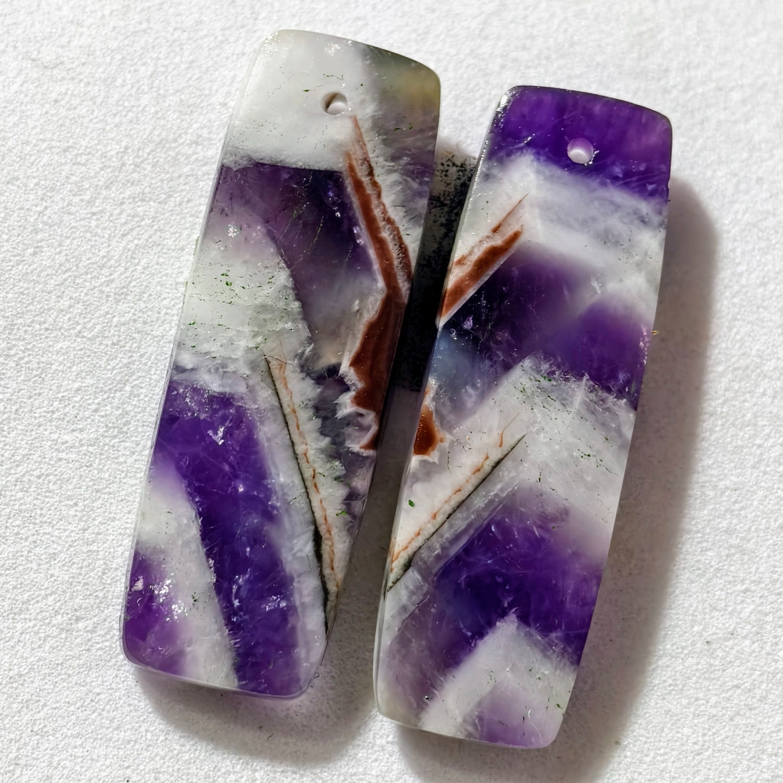 33 Cts Natural Amethyst Drilled Pair Cabochon Gemstone For Earrings 32.8X10.8 MM