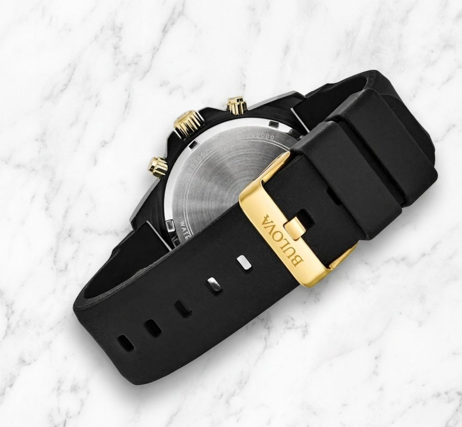 Men’s Bulova Luxury Business Quartz Black Gold Dial Strap Waterproof Wristwatch