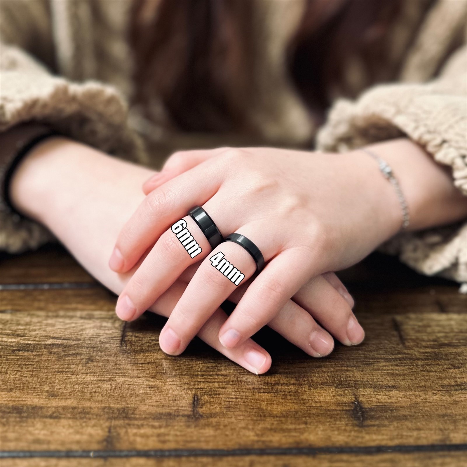 6/8mm Black Tungsten Carbide Men’s Brushed Wedding Band Ring Engraving Avail.