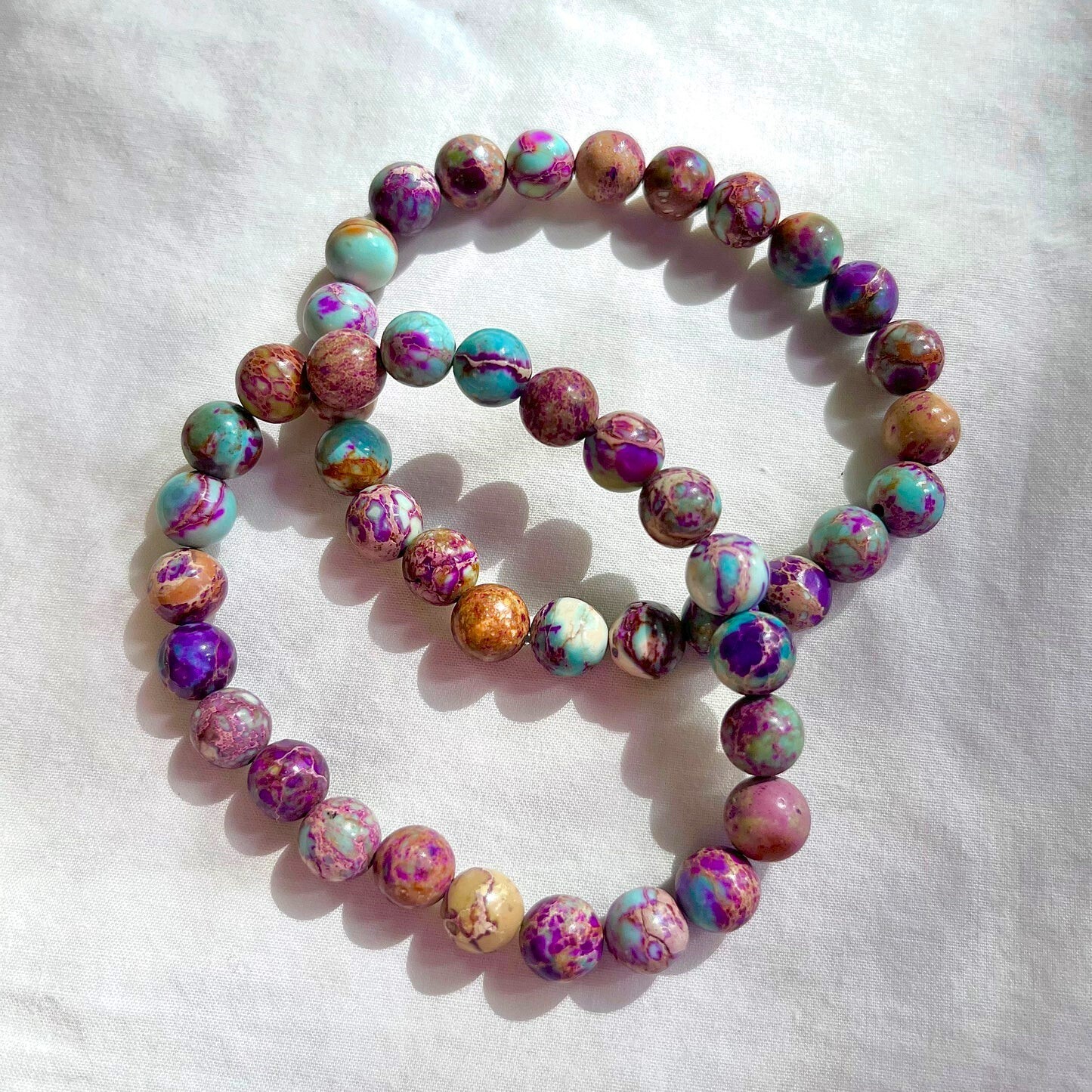 Purple Blue Sea Sediment Jasper Beads Healing Reiki Women Lotus Bracelet Gifts