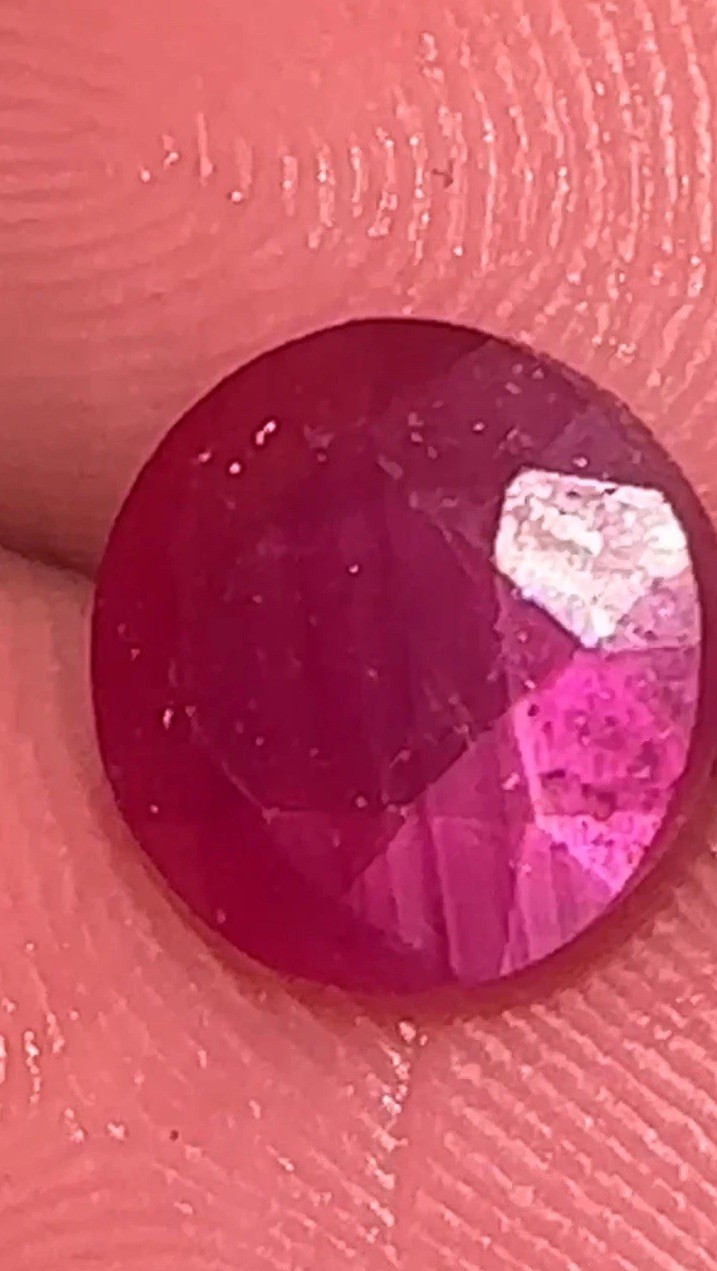 Antique 2.52ct Round Natural Ruby Vivid Color Candystripes💎 8MM Beautiful Gem