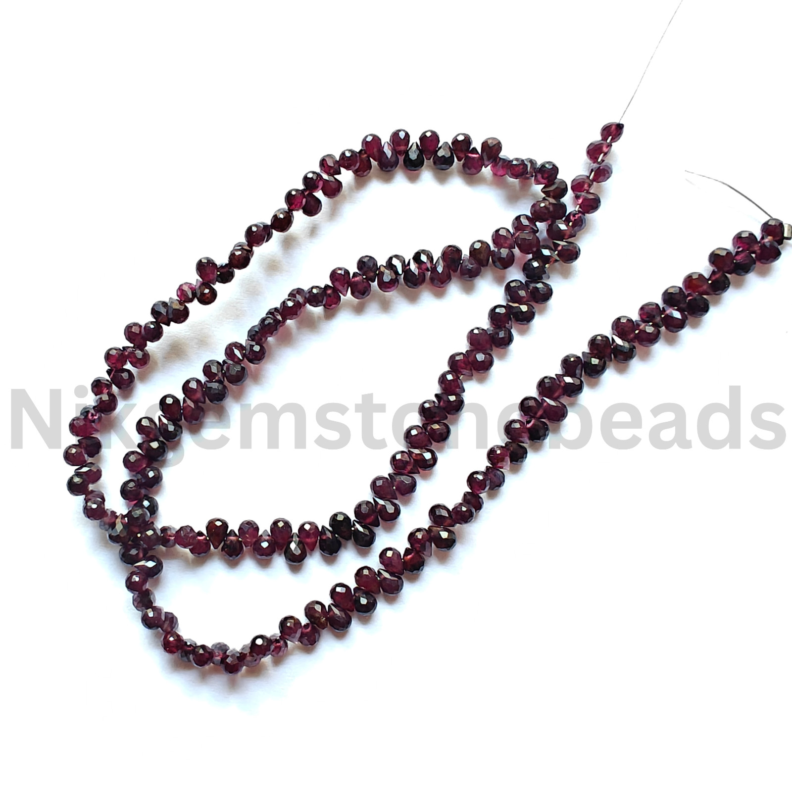 Natural Rhodolite Garnet Beads, Briolette Faceted Drop Cut Stone, 4.00-4.40 MM.