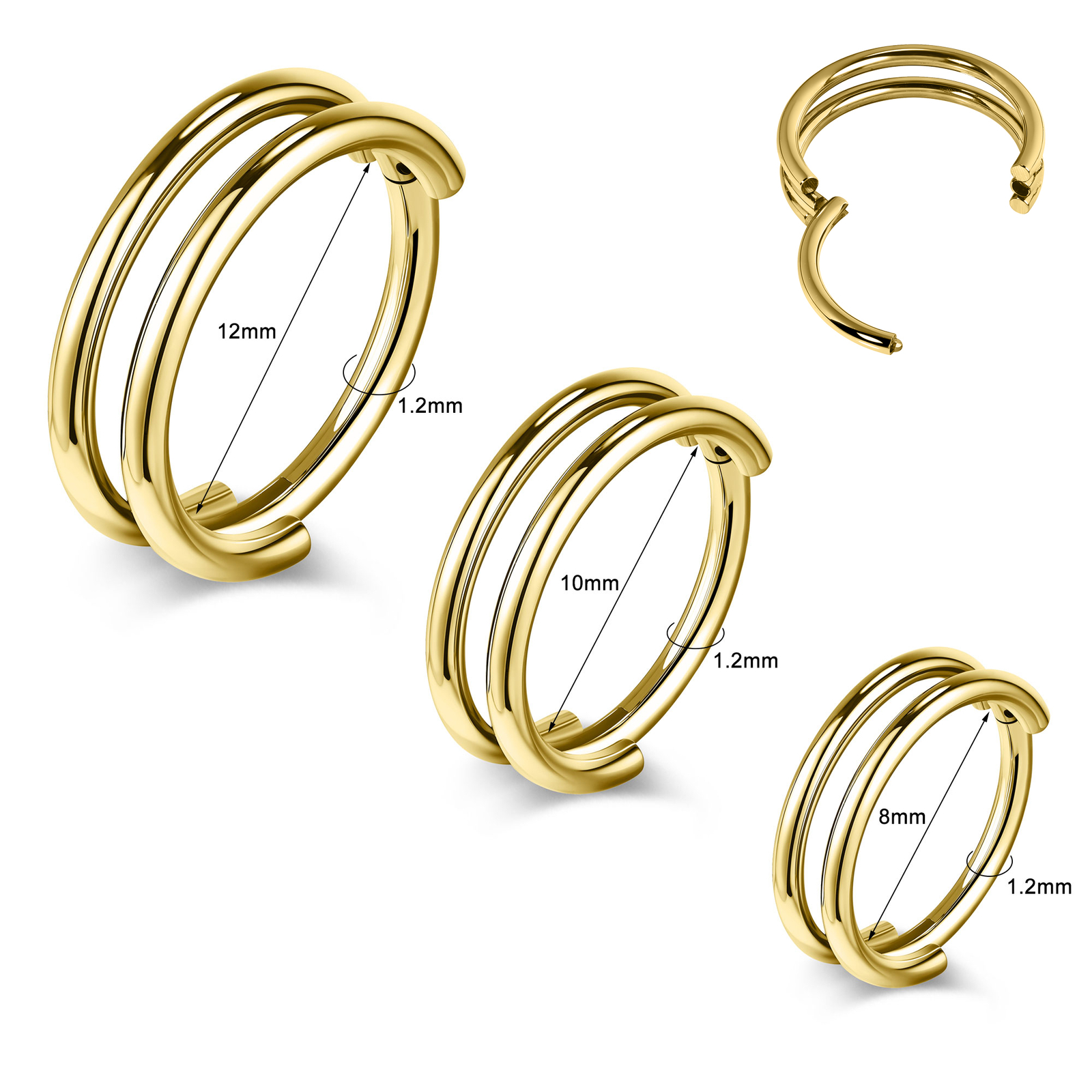 1 Pc Stainless Steel Double Nose Ring Cartilage Helix Earrings Septum Piercing