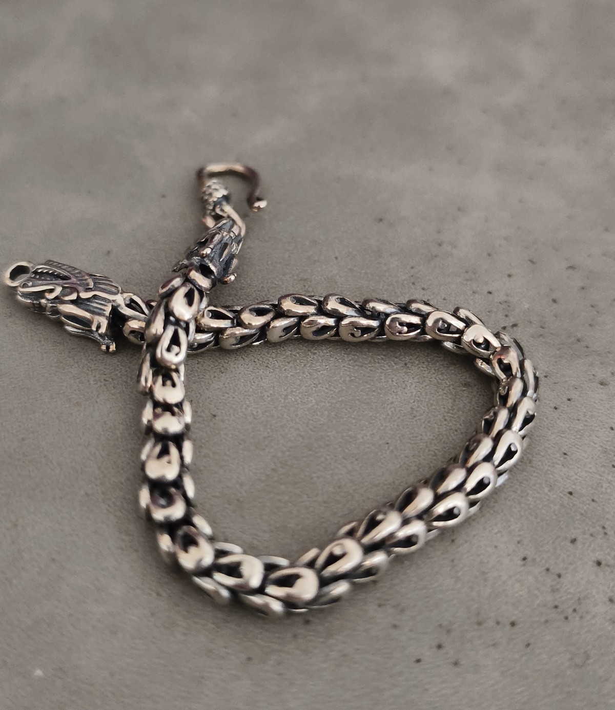 925 STERLING SILVER dragon bracelet chain RETRO 18cm (7.08inch) 4.5mm Z14