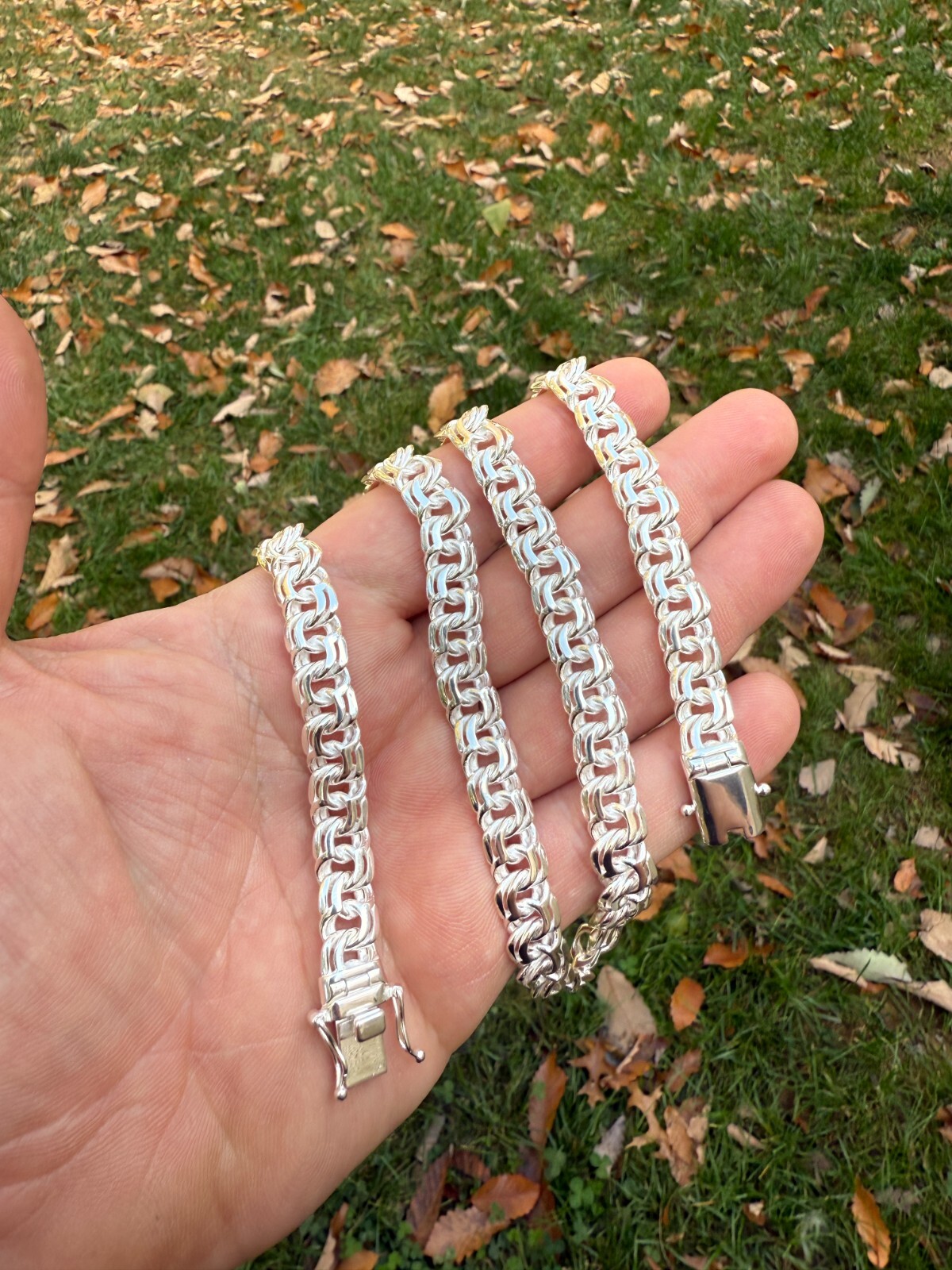 Real 925 Sterling Silver Handmade 9mm Cuban-Byzantine Chainmaille Chain Necklace