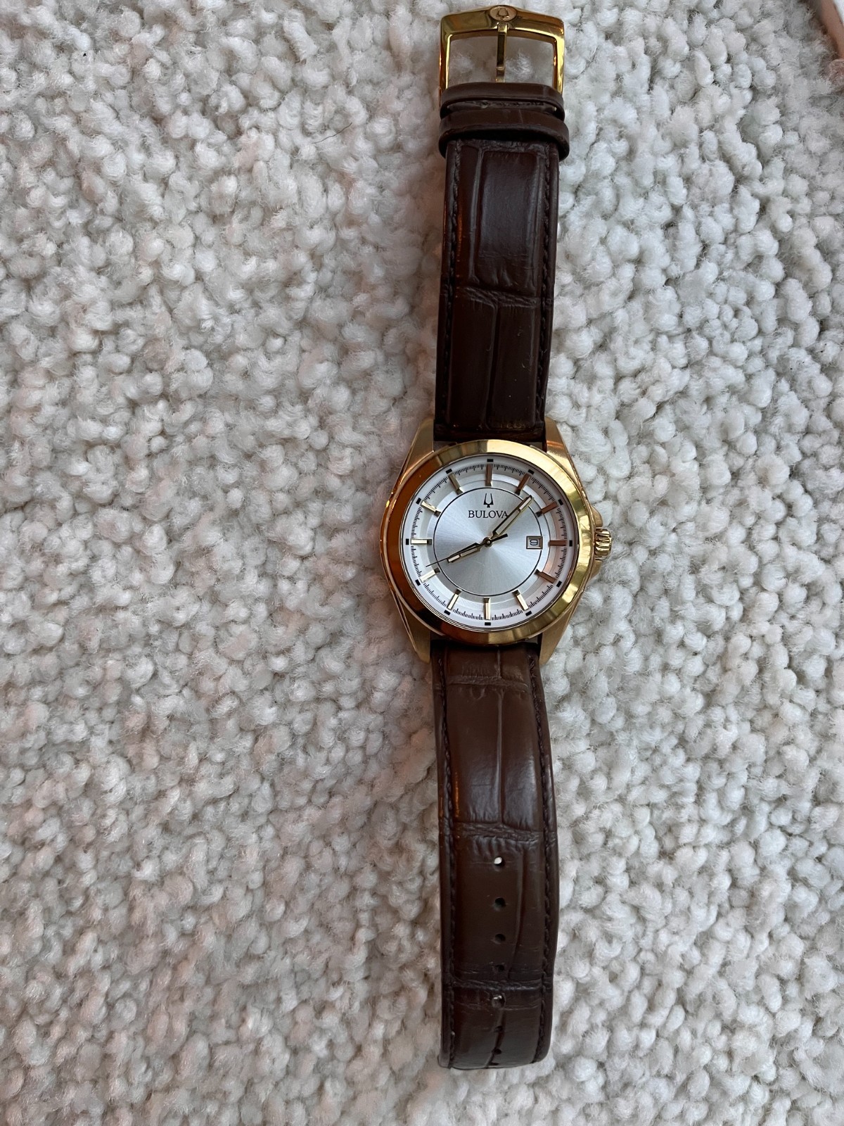 Bulova Men’s Wilton Classic White Textured Dial Chronograph Watch 97B185
