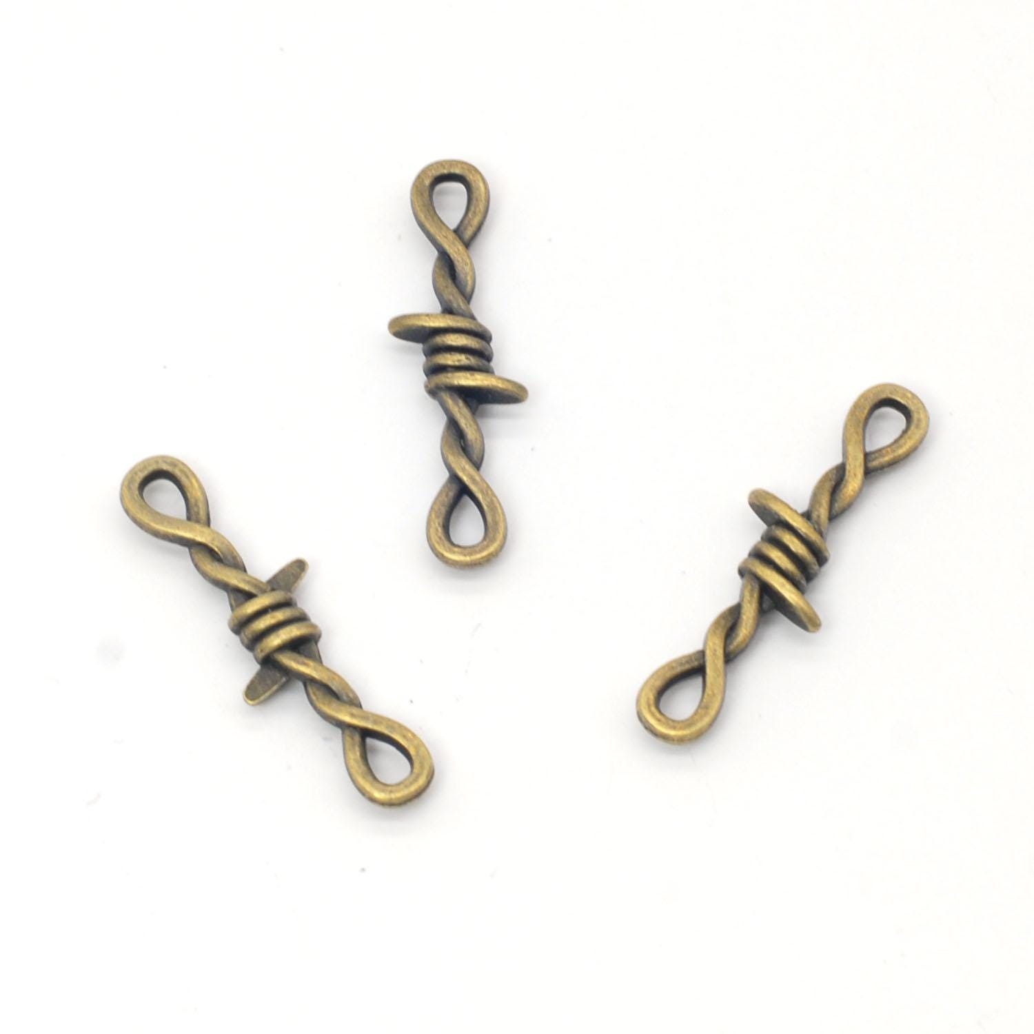 12PCS or 30PCS Antique Bronze Tone Barbed Wire Chain Choker Connectors 10X34mm