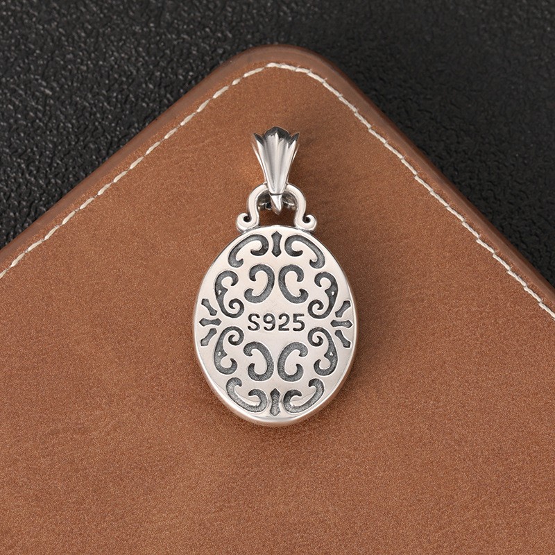 Heavy Gothic Cross Pendant S925 Silver Floral Baroque Medallion Biker Amulet