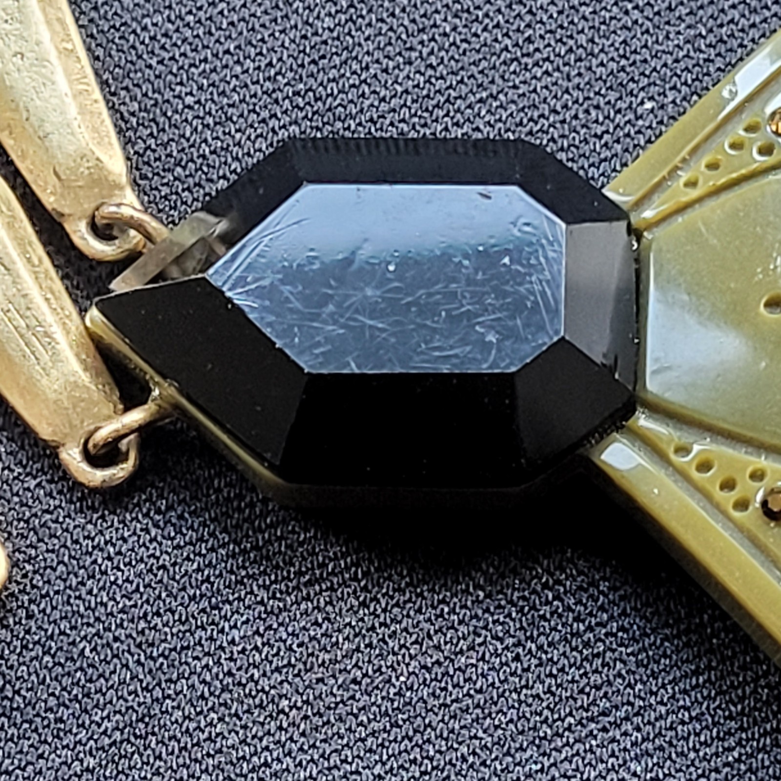 Lulu Frost For J Crew Olive Green Perfume Bottle Necklace Gold Tone
