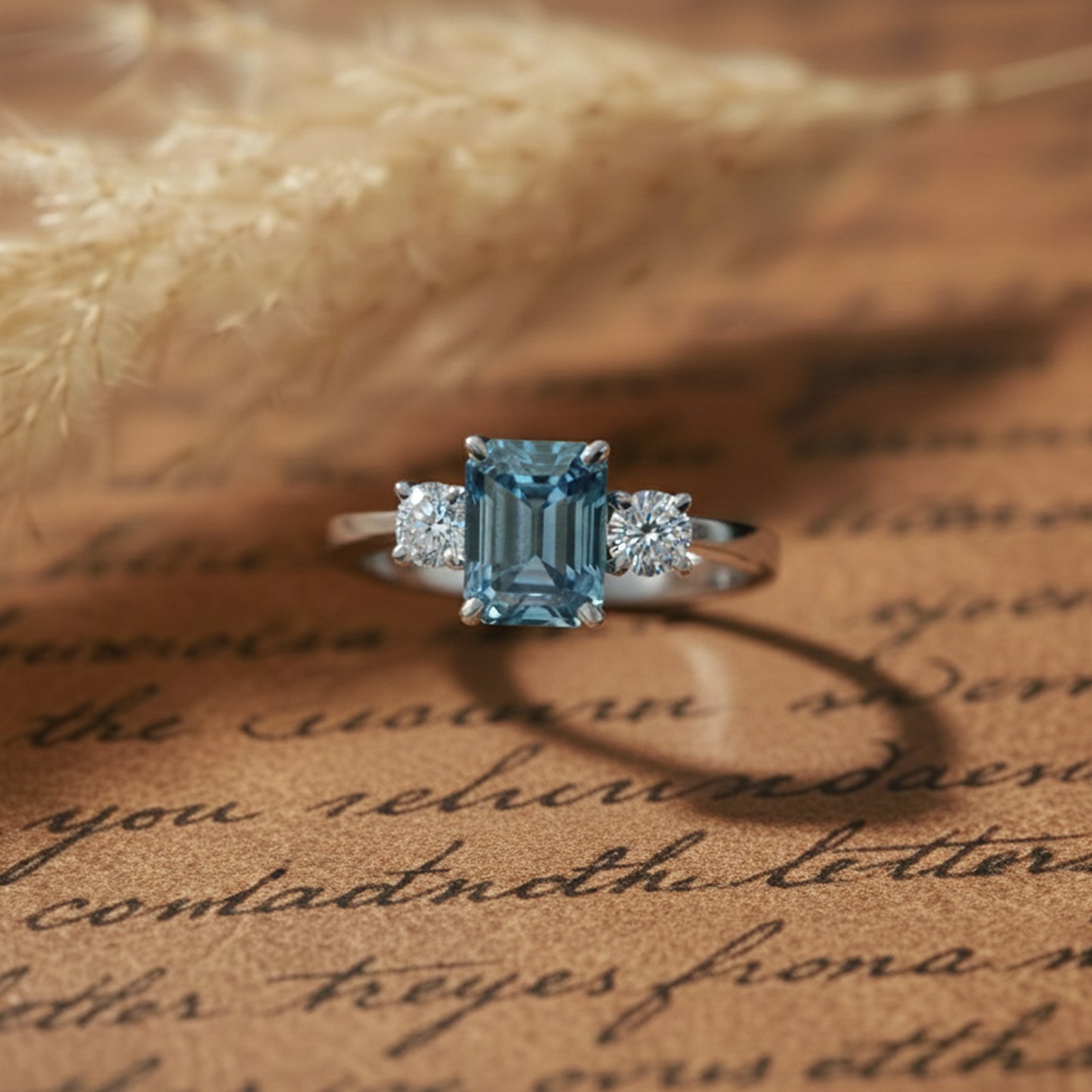Certified 5.00 Ct Blue Emerald Cut Lab Grown Diamond Ring in 925 Sterling Silver