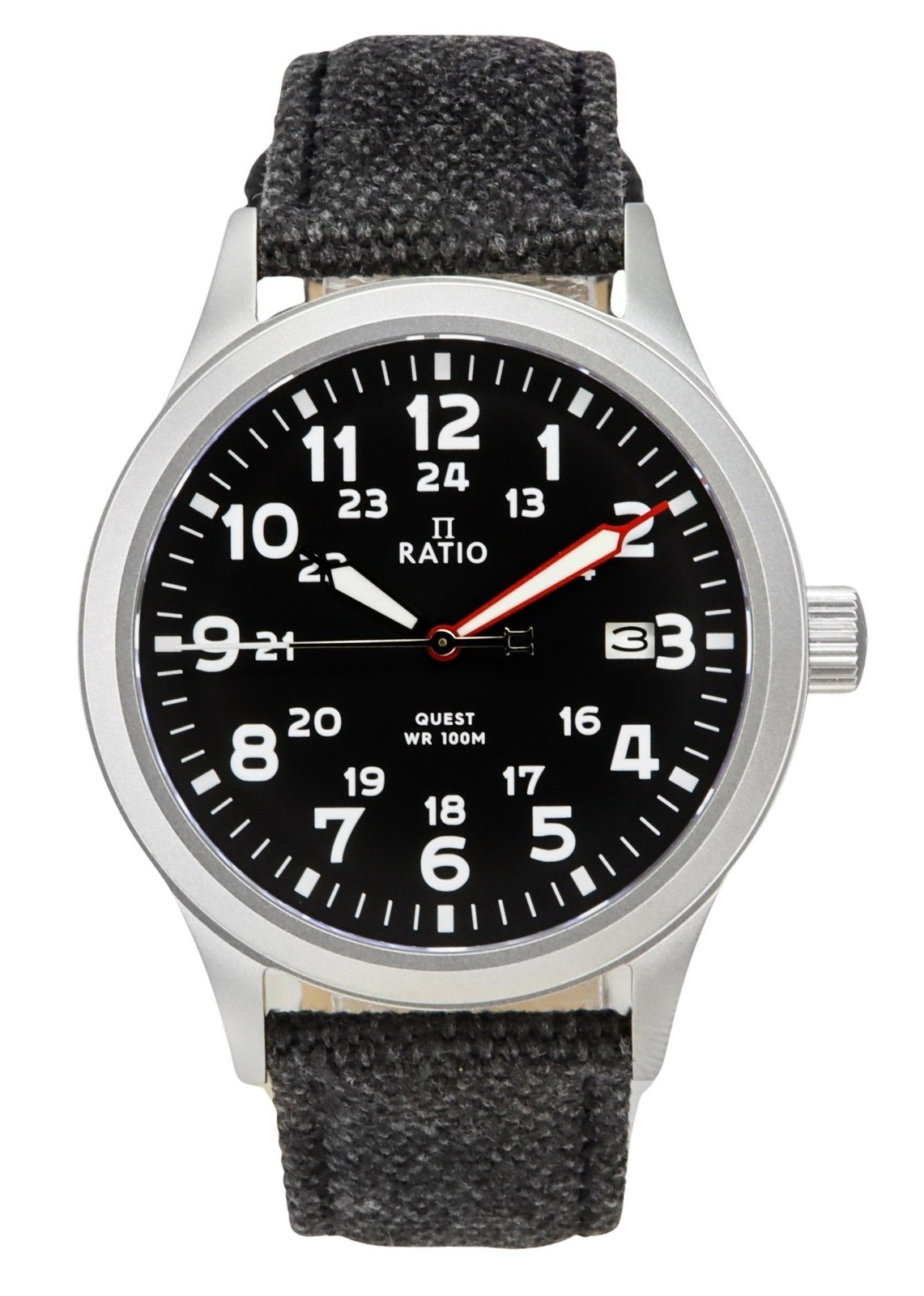 Ratio Quest Series Canvas Strap Black Dial Quartz Casual 100M RTQ025 Men’s Watch