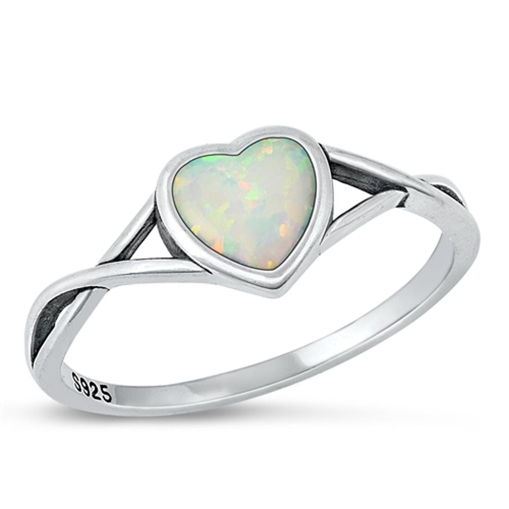 White Lab Opal Wholesale Infinity Heart Ring 925 Sterling Silver Band Sizes 4-10