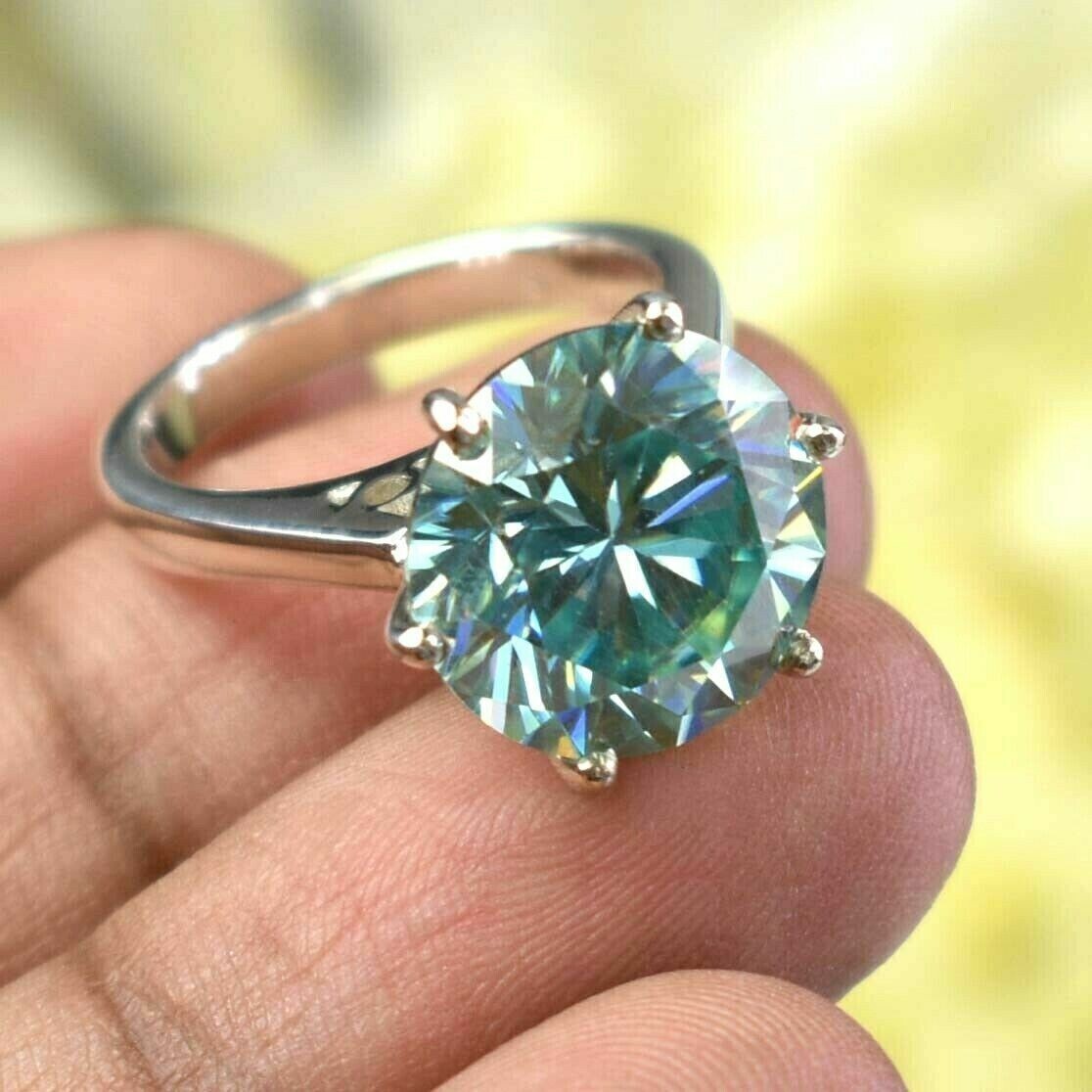 5 Ct Blue Treated Diamond Ring With White Gold Finish Certified ! Wedding Ring