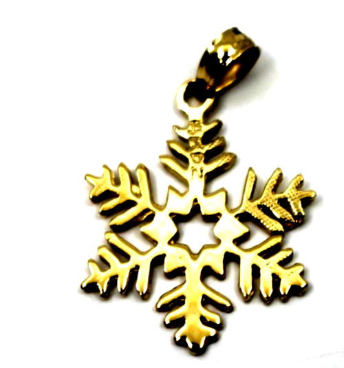 14k Yellow Gold Snowflake Pendant 0.70″in