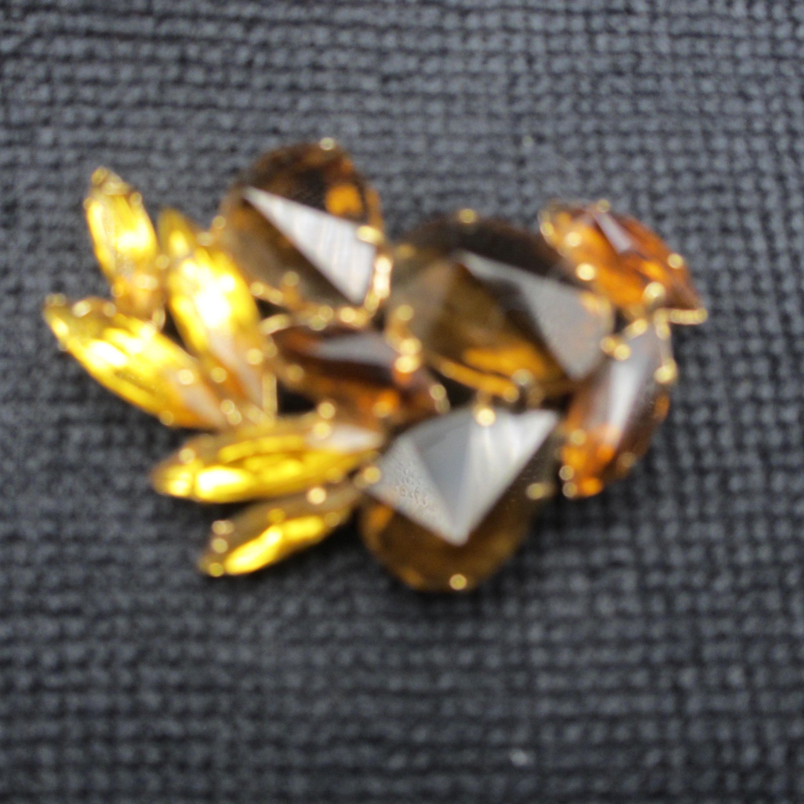 Vintage Rhinestone Brooch Golden Brown Gold Tone
