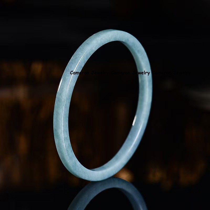 Real Grade A Natural Blue Jade Jadeite Bracelet Smooth Square Bangle ID 52-61mm