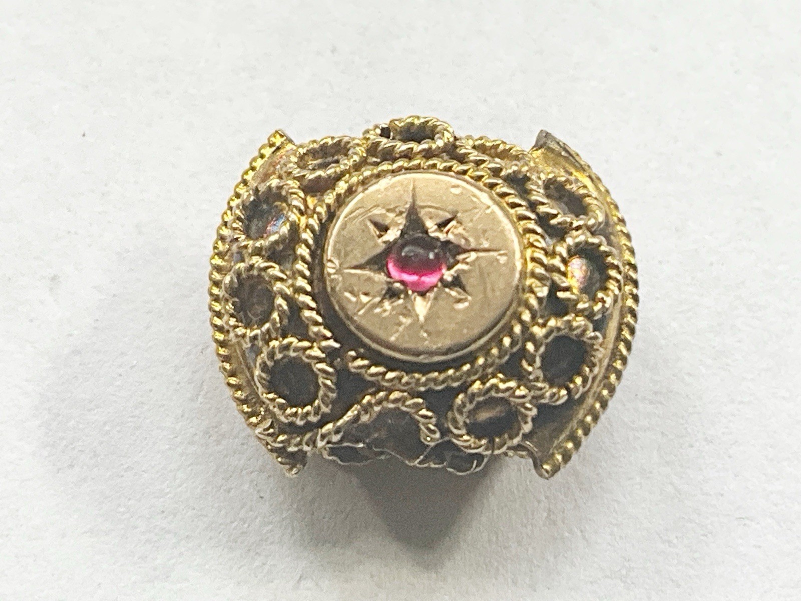 Antique 10K Yellow Gold Etruscan Slide Charm for Pocket Watch Chain / Bracelet