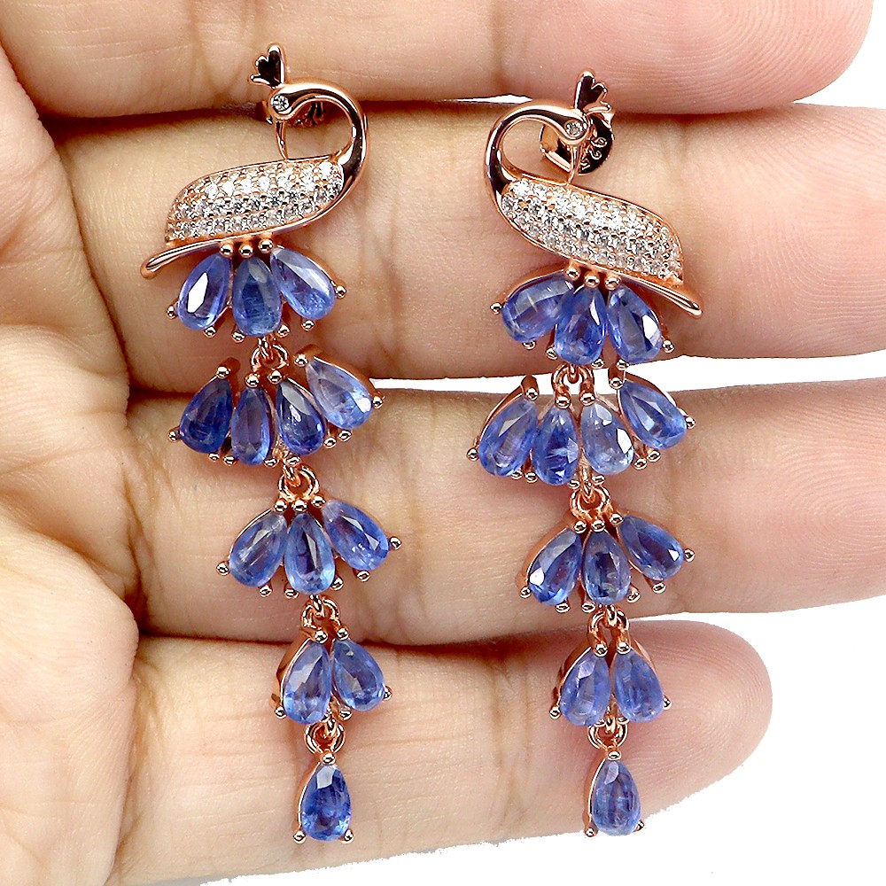 925 Sterling Silver Earrings Pear Kyanite 5x3mm Peacock Natural Gemstone Jewelry