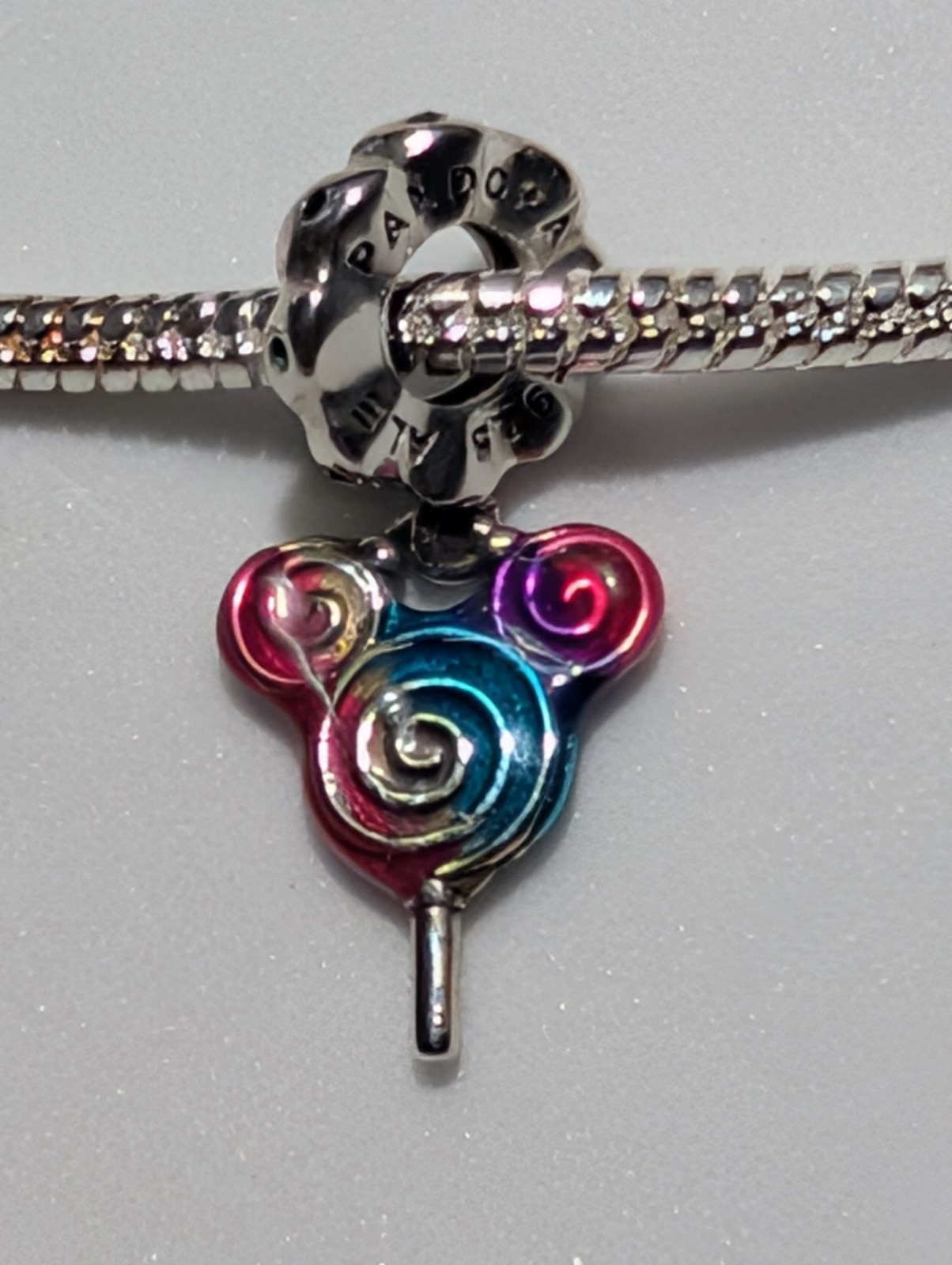 Authentic Pandora Disney Parks Mickey Mouse Rainbow Lollipop Dangle Charm