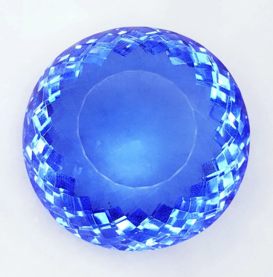 Natural Certified 105 Ct Brazilian Blue Topaz Round Cut Loose Gemstone A+