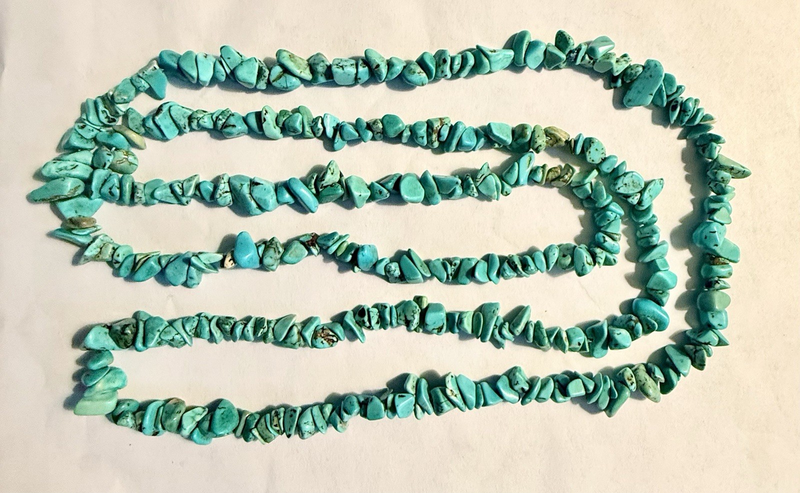 Two Vintage Southwestern Turquoise Chip Necklaces 35” & 40” 114g