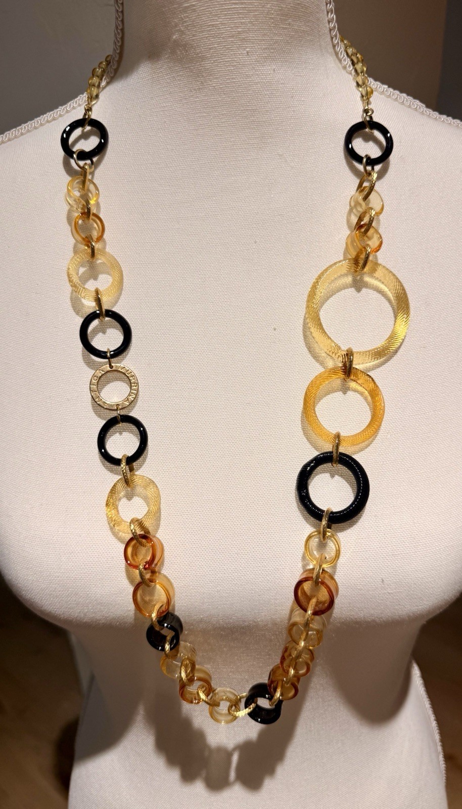 Pair Of Antica Murrina Venezia “Shiva” Italy Glass ESTATE necklaces 24k GP .925