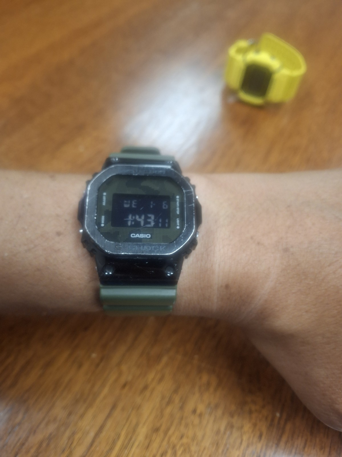 Casio G-shock GM-5600B Negative Display Metal Bezel Green Band Watch