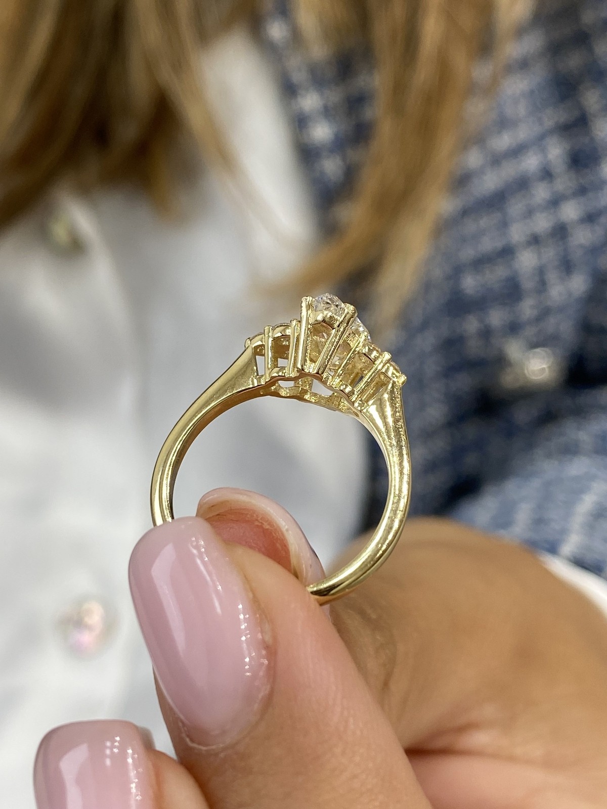 Proposal Ring Yellow Gold 1.2ct IGI Certified E/VVS2 Pear Lab Created Diamond