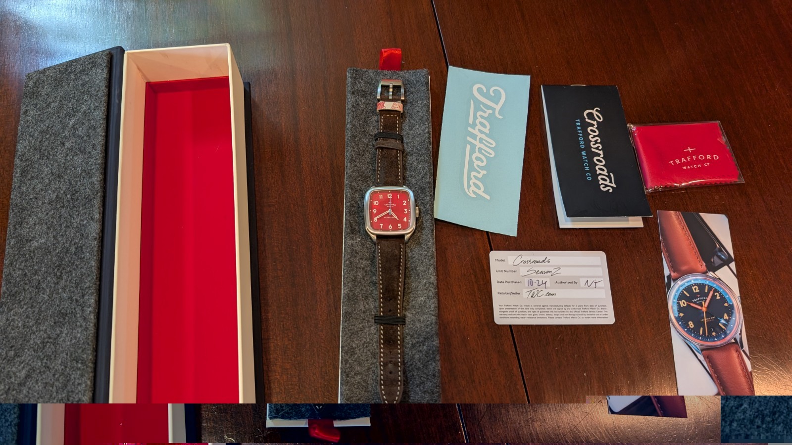 Trafford Watch Co Crossroads Automatic Season 2 Red Dial Microbrand Mens Watch