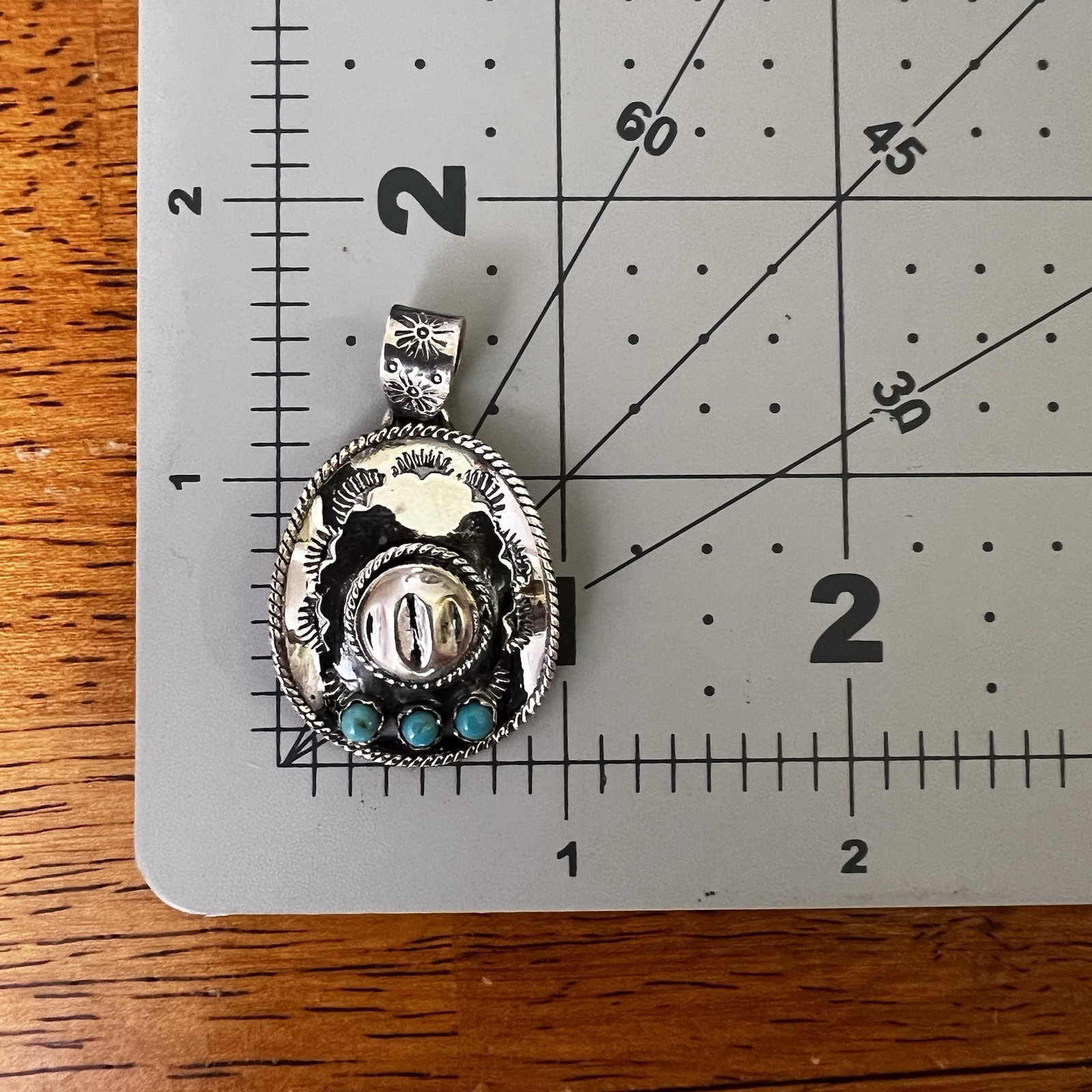 Sterling Silver Cowboy Hat Pendant Kingman Turquoise