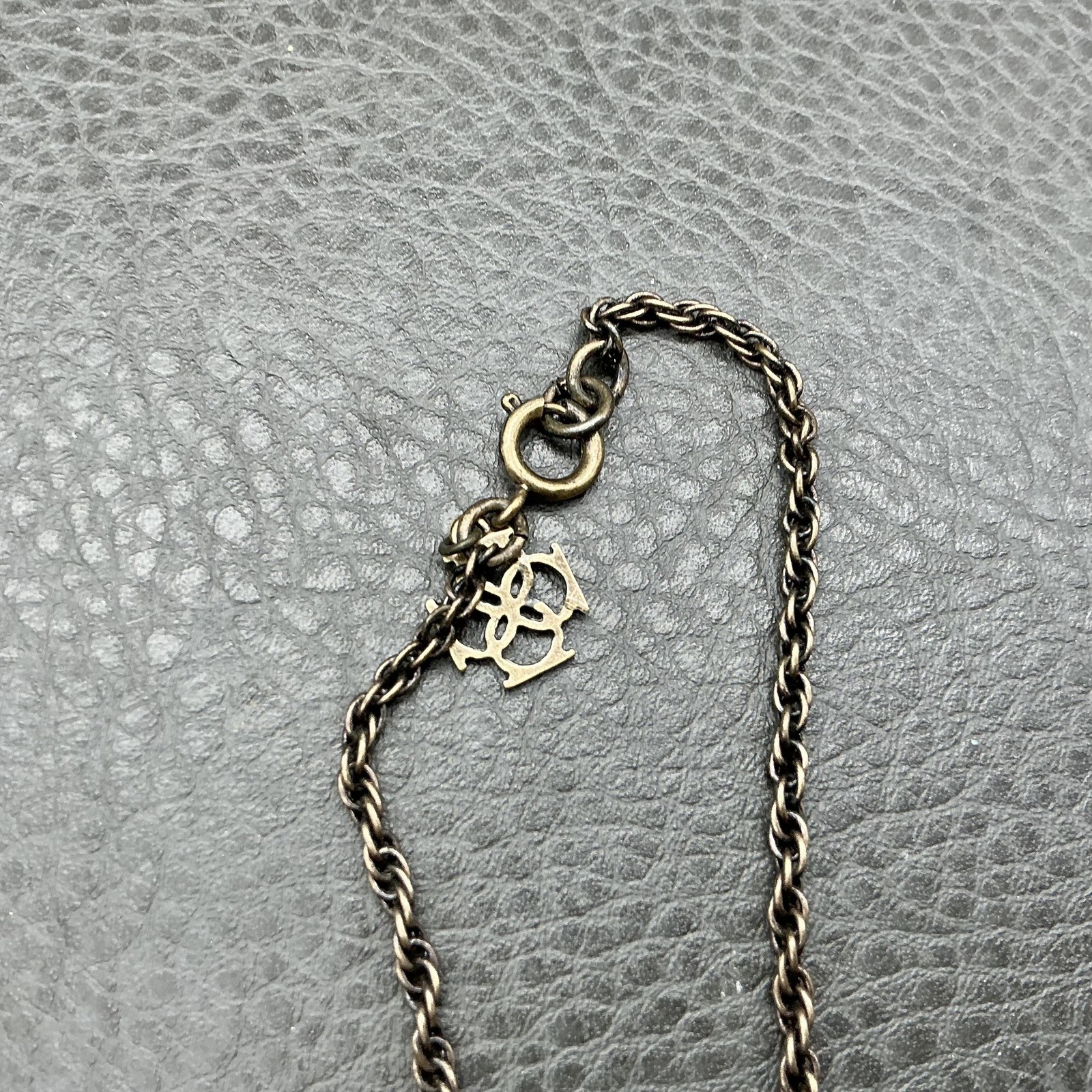 Ann Taylor Necklace Gold Tone Brown Glass Pendant Leaf Rhinestone Statement 26″