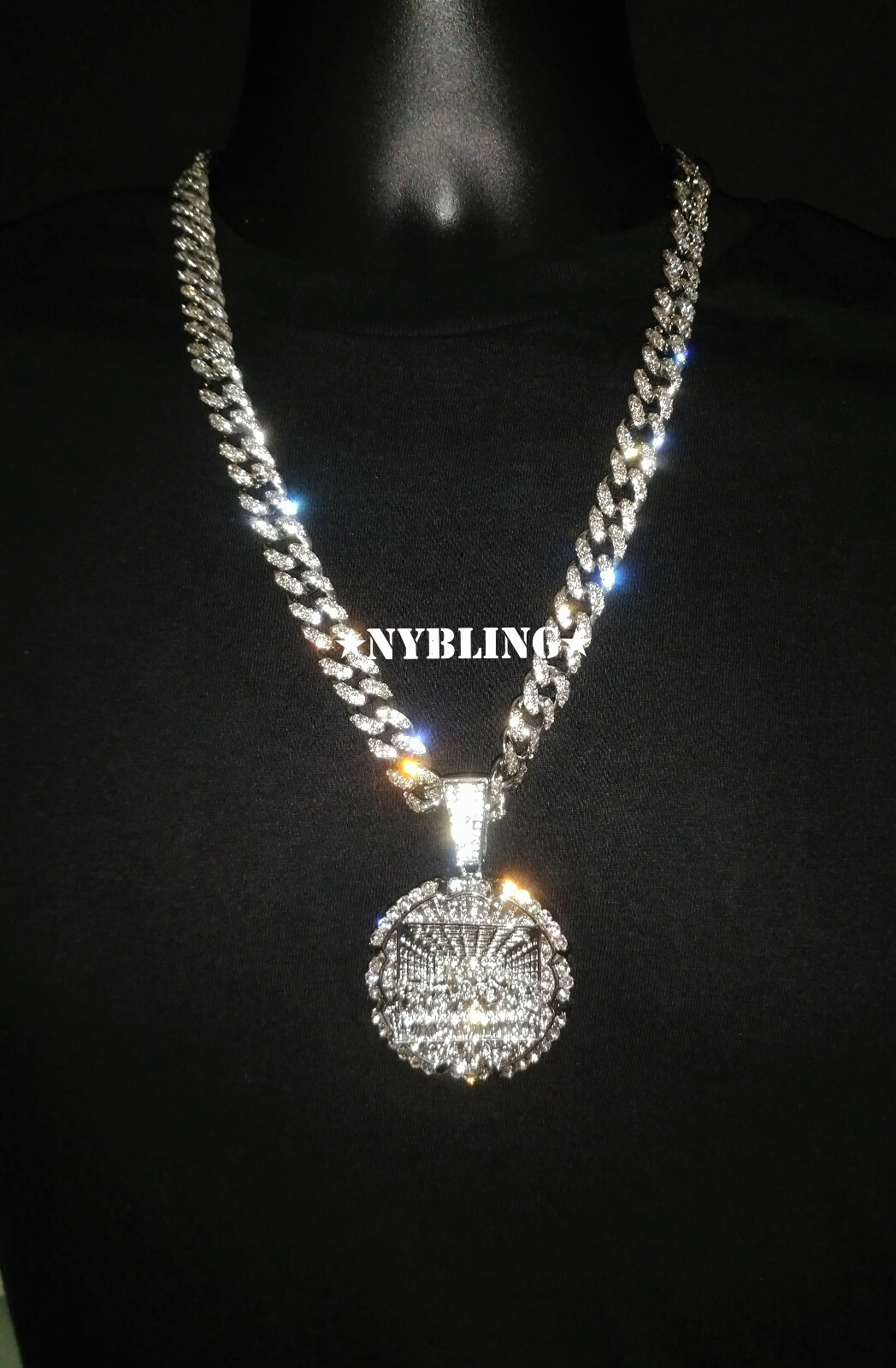 12MM Cuban Link Chain Necklace XL Last Supper Pendant Plated Hip Hop CZ Jewelry