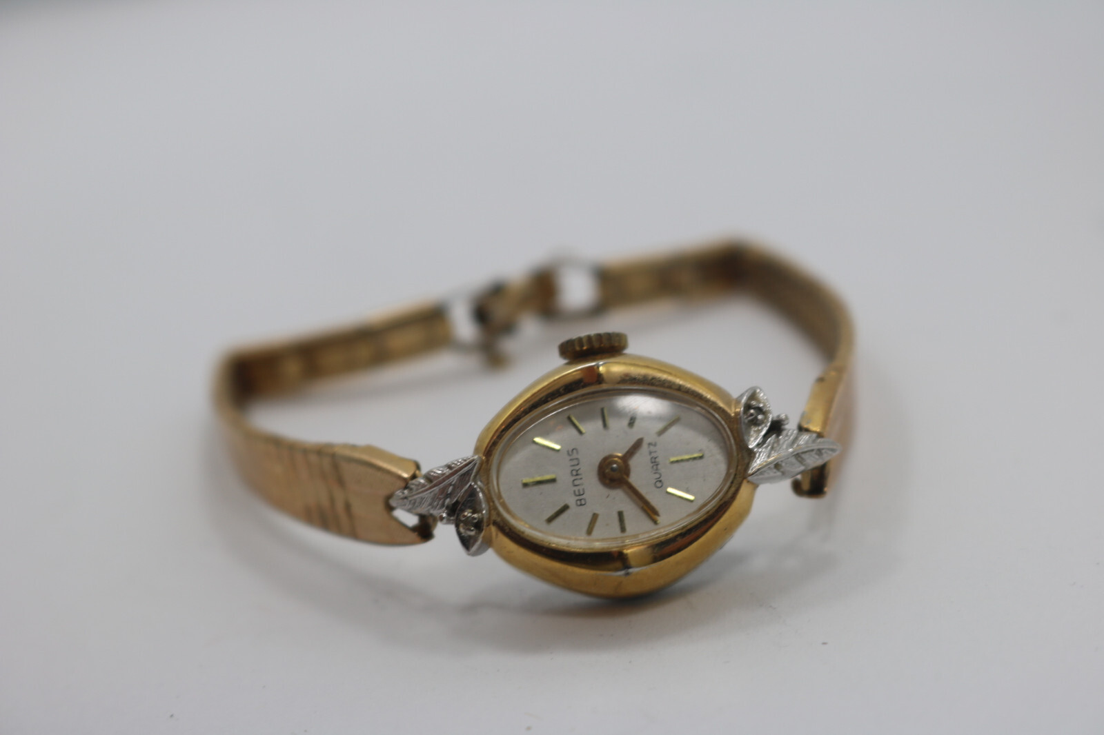 Vintage Benrus Womens Quartz Gold Tone Diamond Watch New Batt