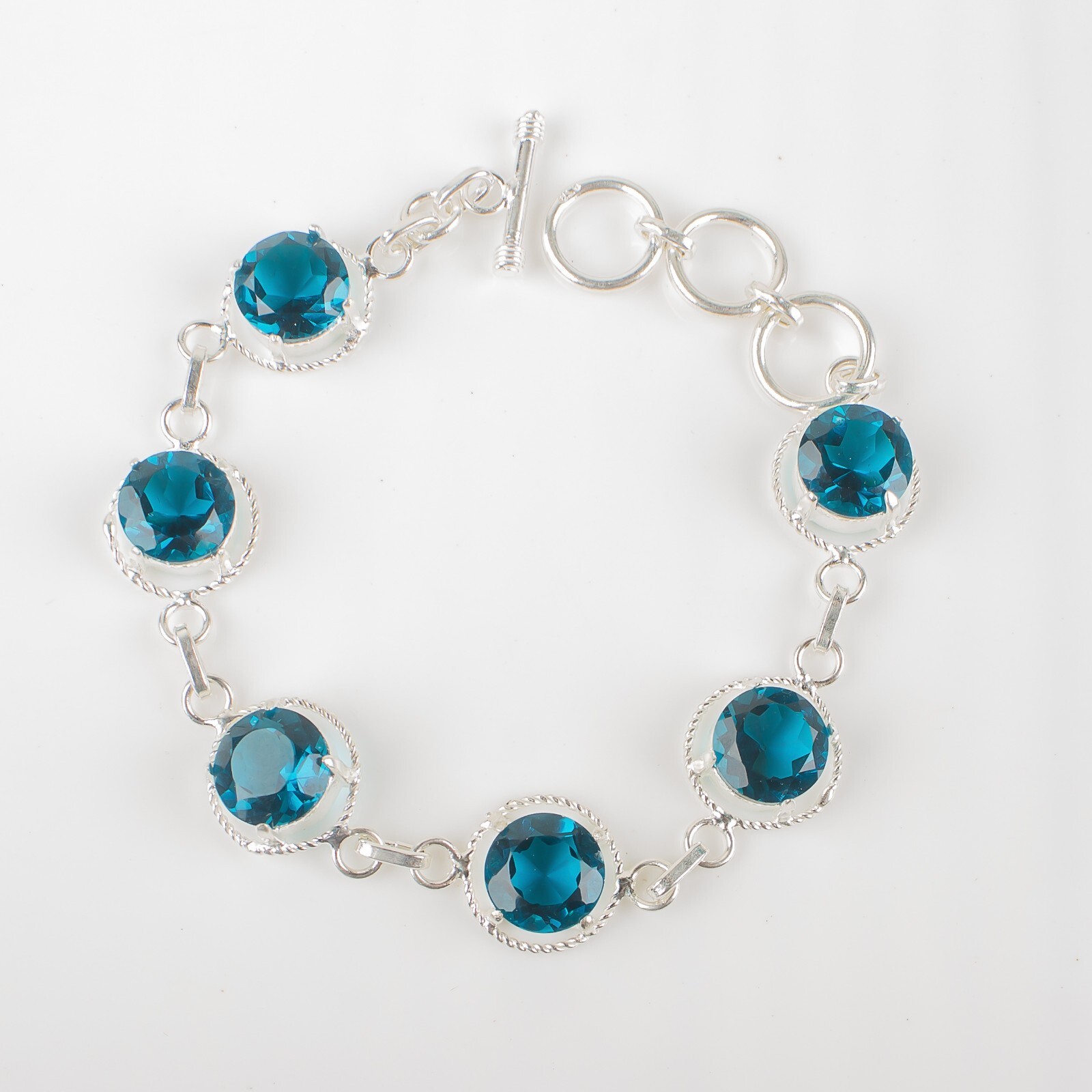 925 Silver Apatite Gemstone Jewelry Handmade Chain Bracelet 7.8″ For Girlfriend