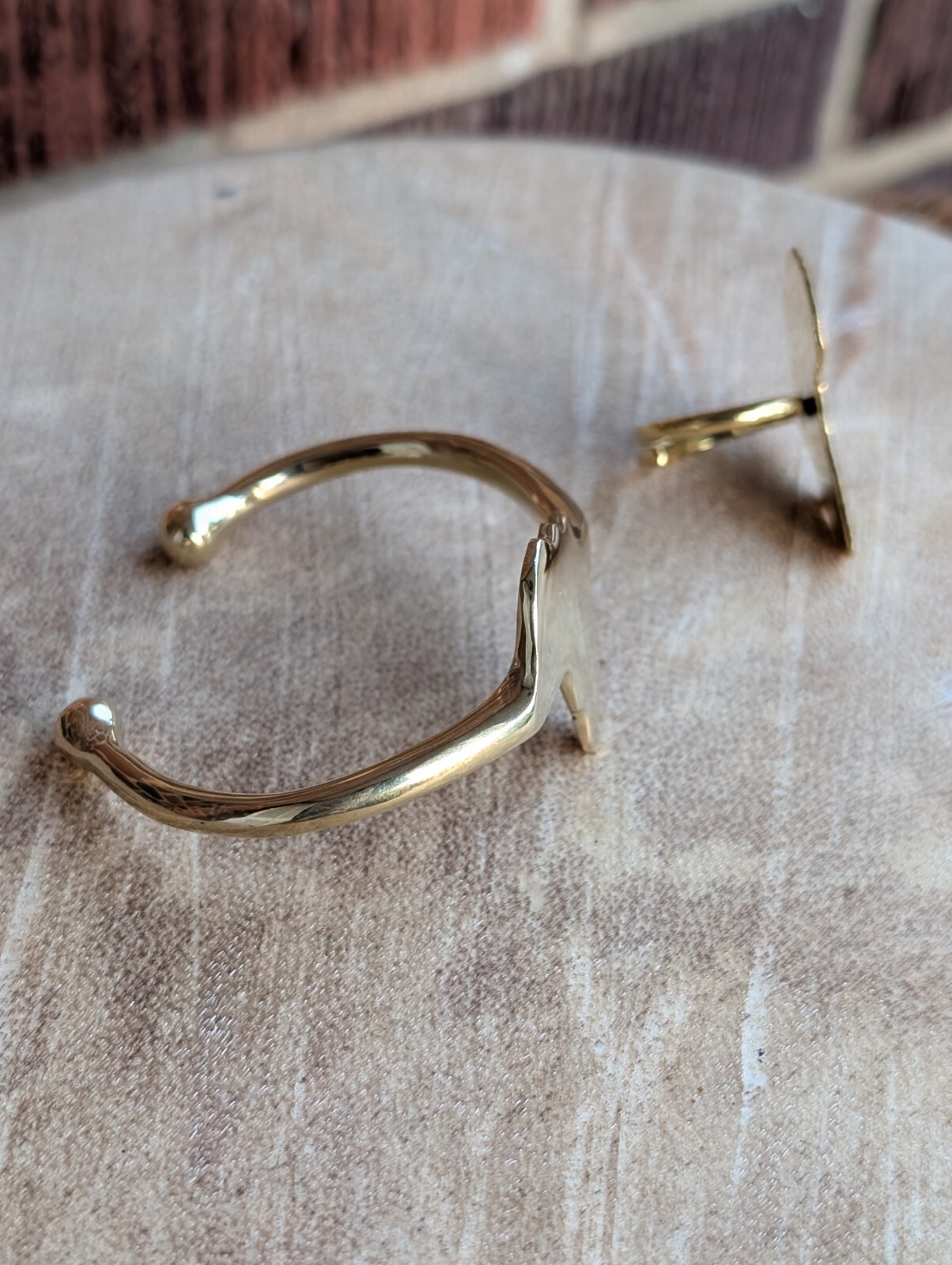 Gold Brass Africa-shaped Bangle & Ring Set -Handmade in Kenya-Adjustable Ring