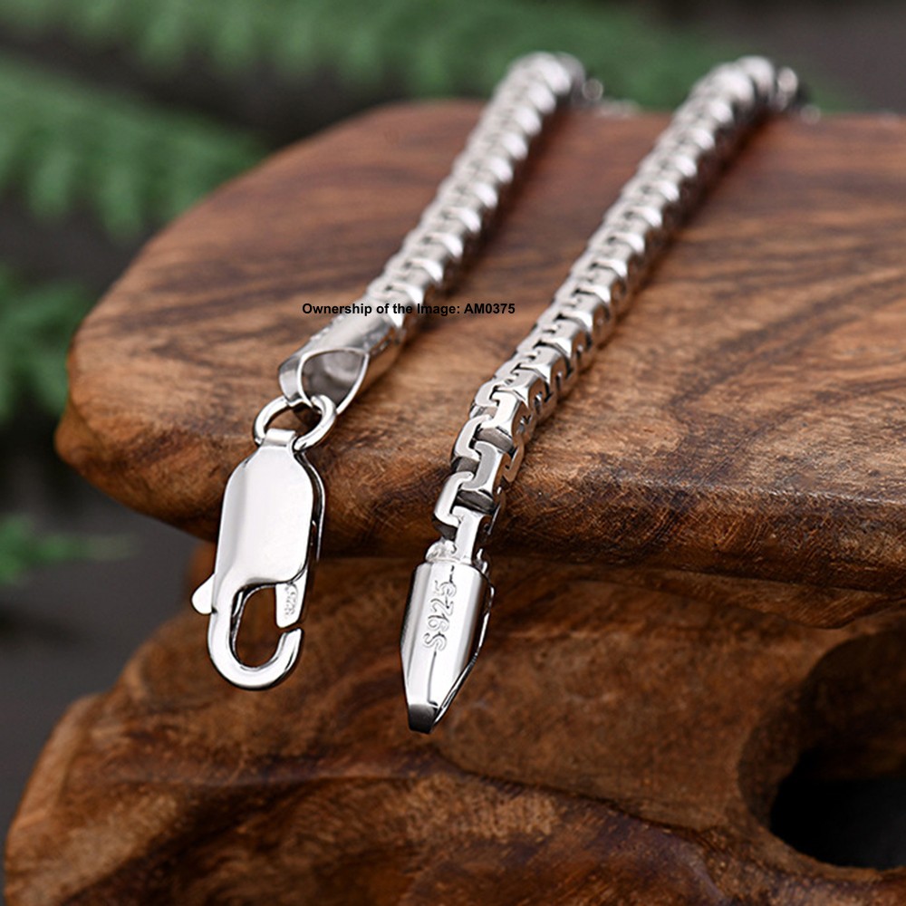 Pure 925 Sterling Silver Necklace -2.5mm Box Link Chain Necklace 50-60cm