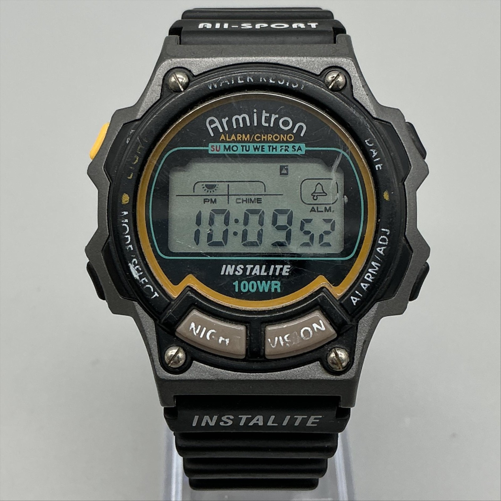 Vintage Armitron All-Sport Mens Watch 40mm Digital Black Instalite New Battery