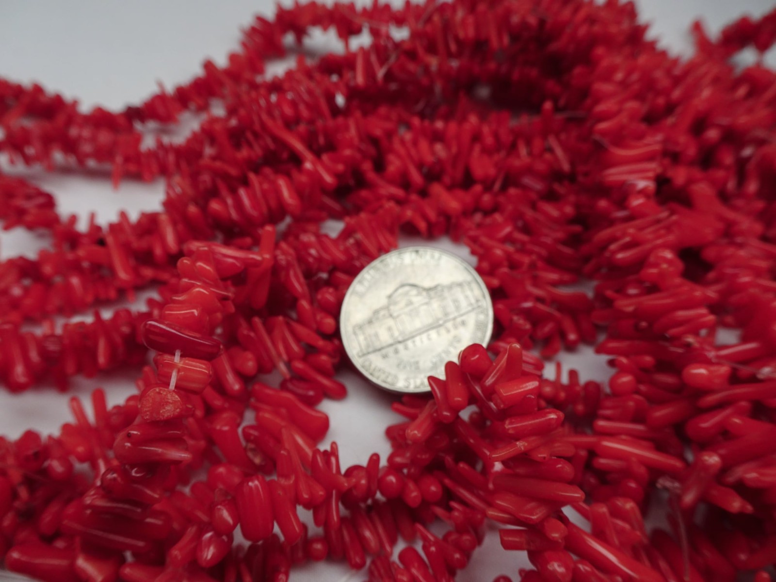 TWO 15 1/2″ Strands Small Red Coral Branch 5-12mm Long Beads CD A87 DNG