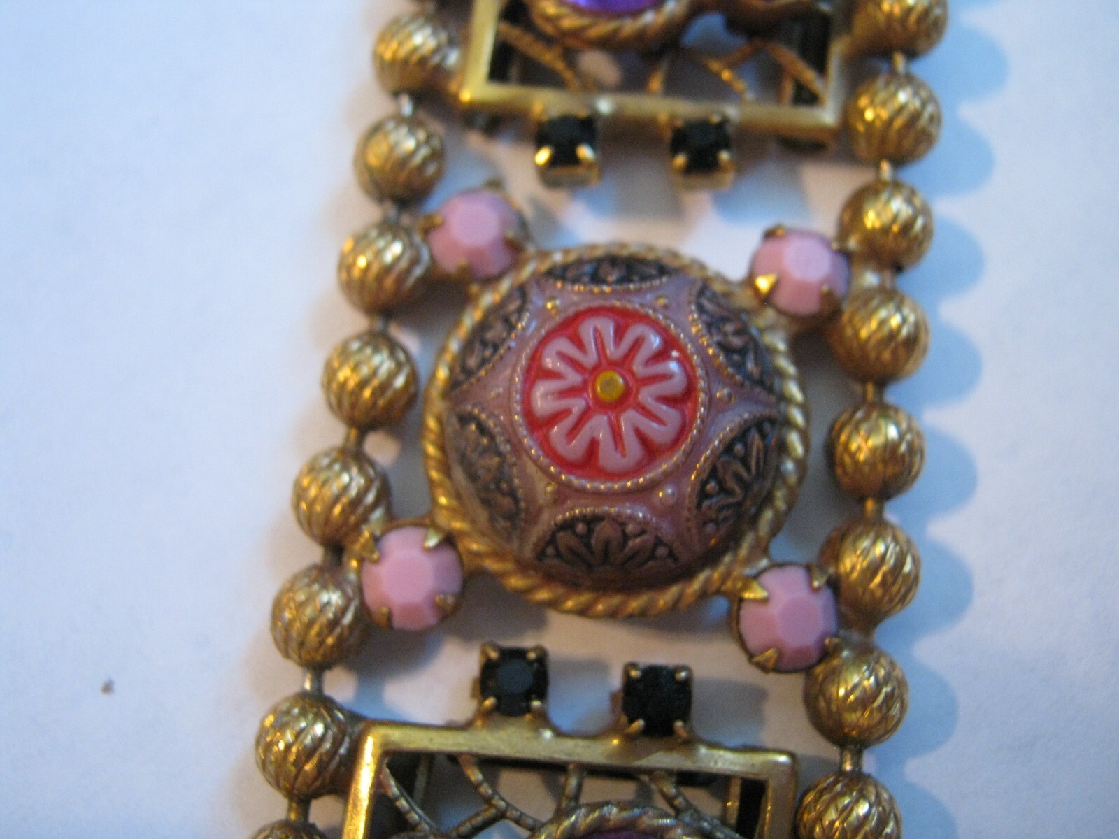 JULIANA D&E Moroccan Matrix Ball Chain Bracelet #2931, Pink & Black, Needs TLC