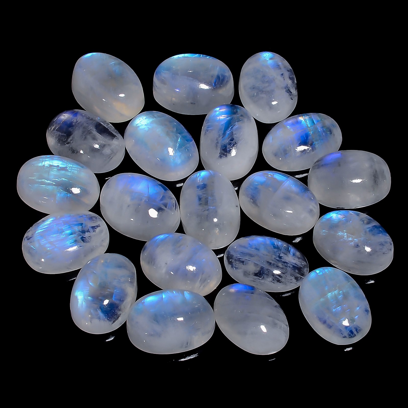 Natural Rainbow Moonstone Oval Cabochon Gemstone Lot 20 Ct 14X10X4 mm GCL-1