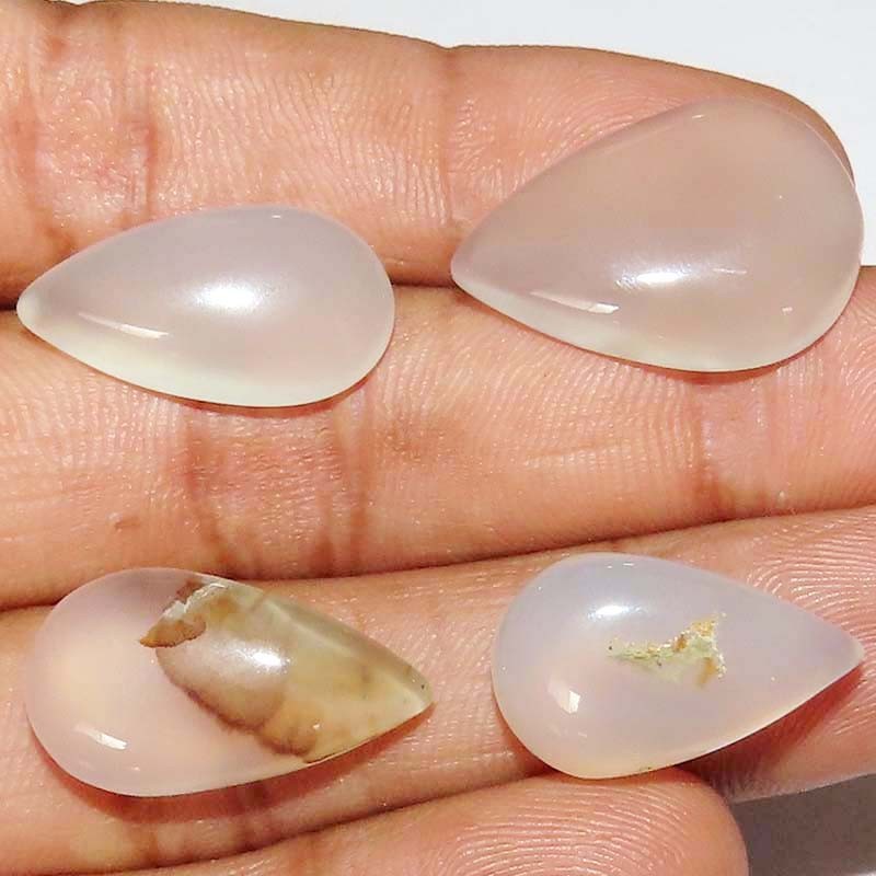Natural Scenic Dendritic Agate Pear Cabochon 4 Pcs Lot Cabochon 63.00Cts stones
