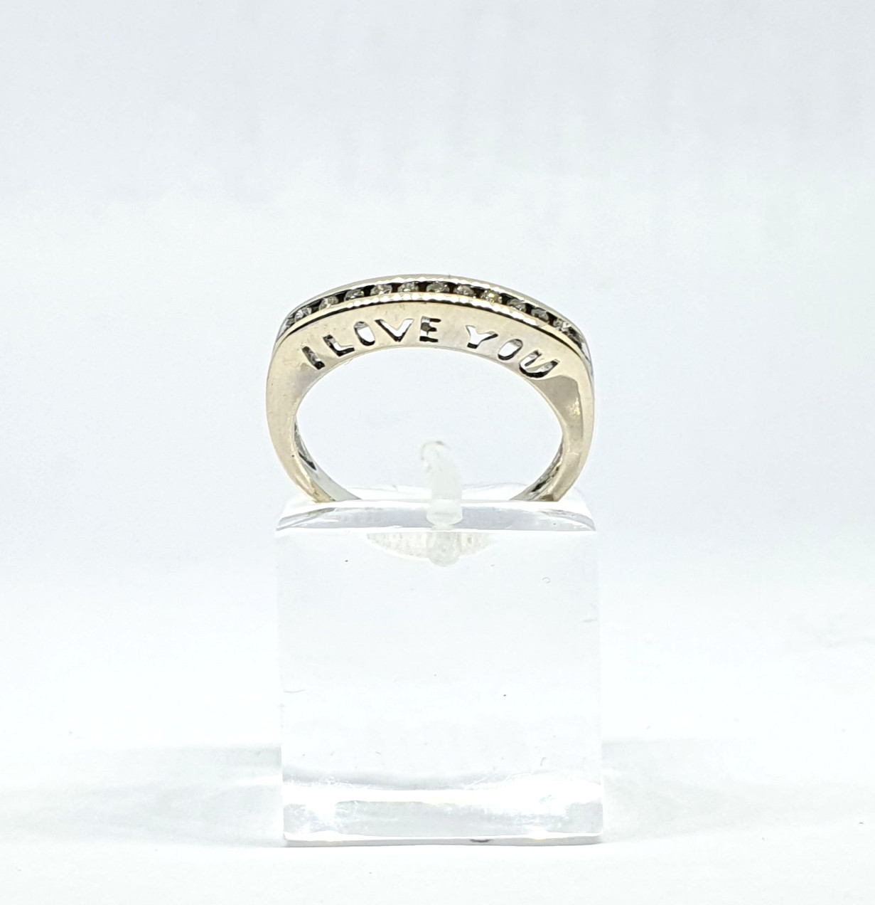 Retro 18kt White Gold “I LOVE YOU” Ring With Natural Diamonds – 885