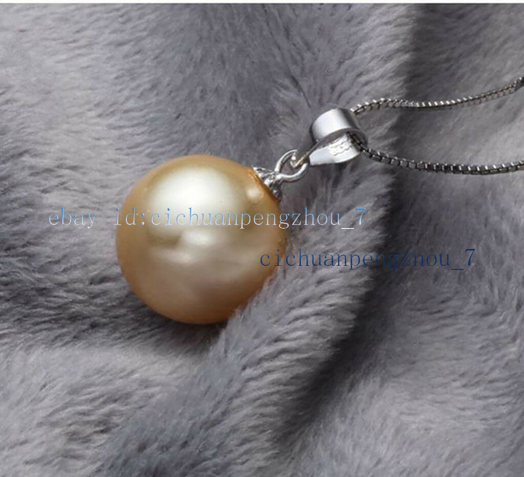 8 Colors Genuine 14/16mm South Sea Shell Pearl Round Beads Pendant Necklace 17”
