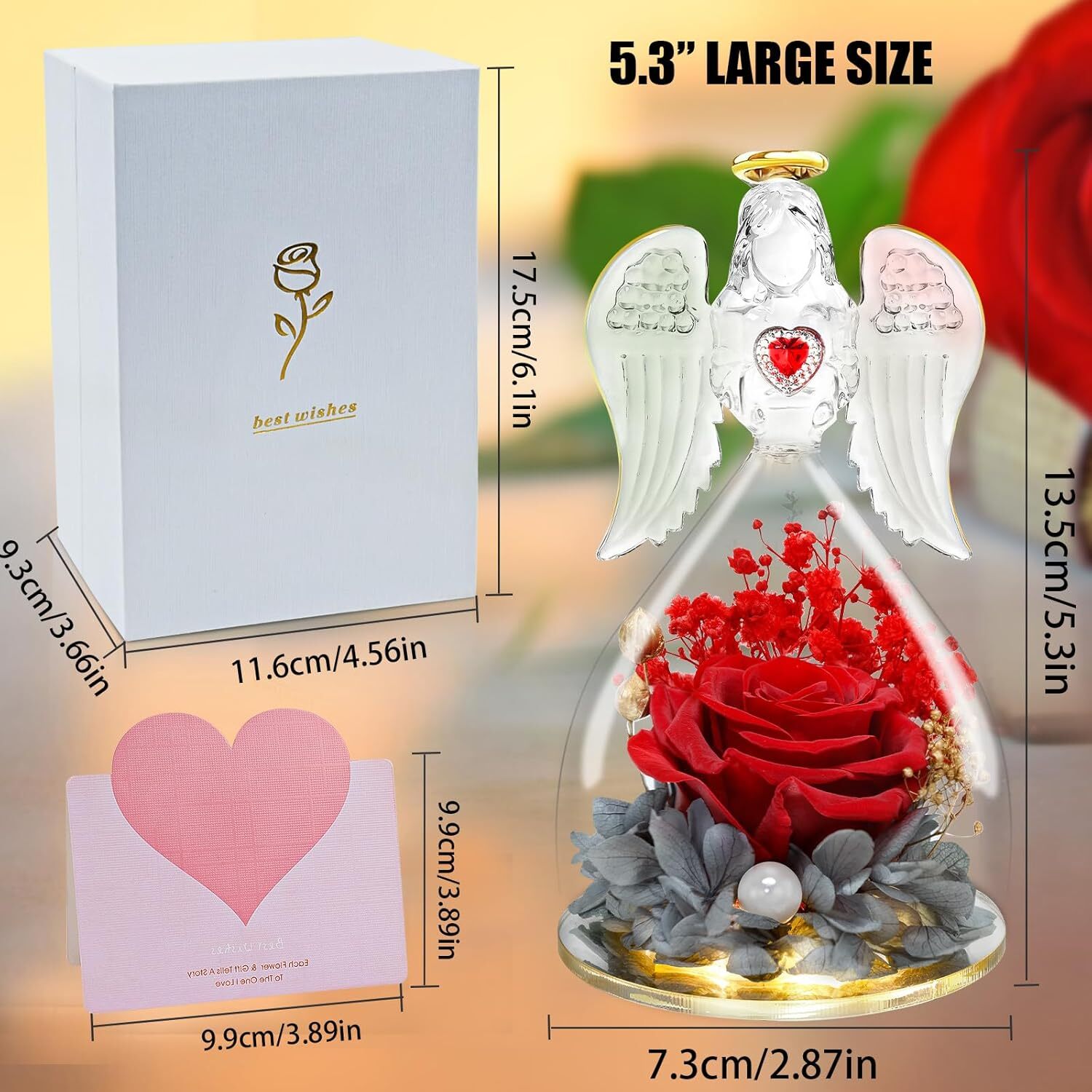 Women Gifts Ideas for Valentines Day, Preserved Forever Rose Gift with Necklace*