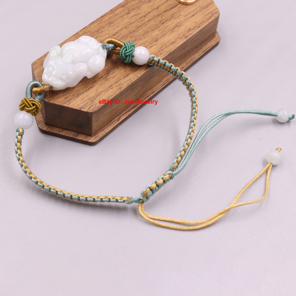 New Natural Jade Pixiu Handmade Knitted Bracelet Fit Wrist 6.3inch BEST GIFT