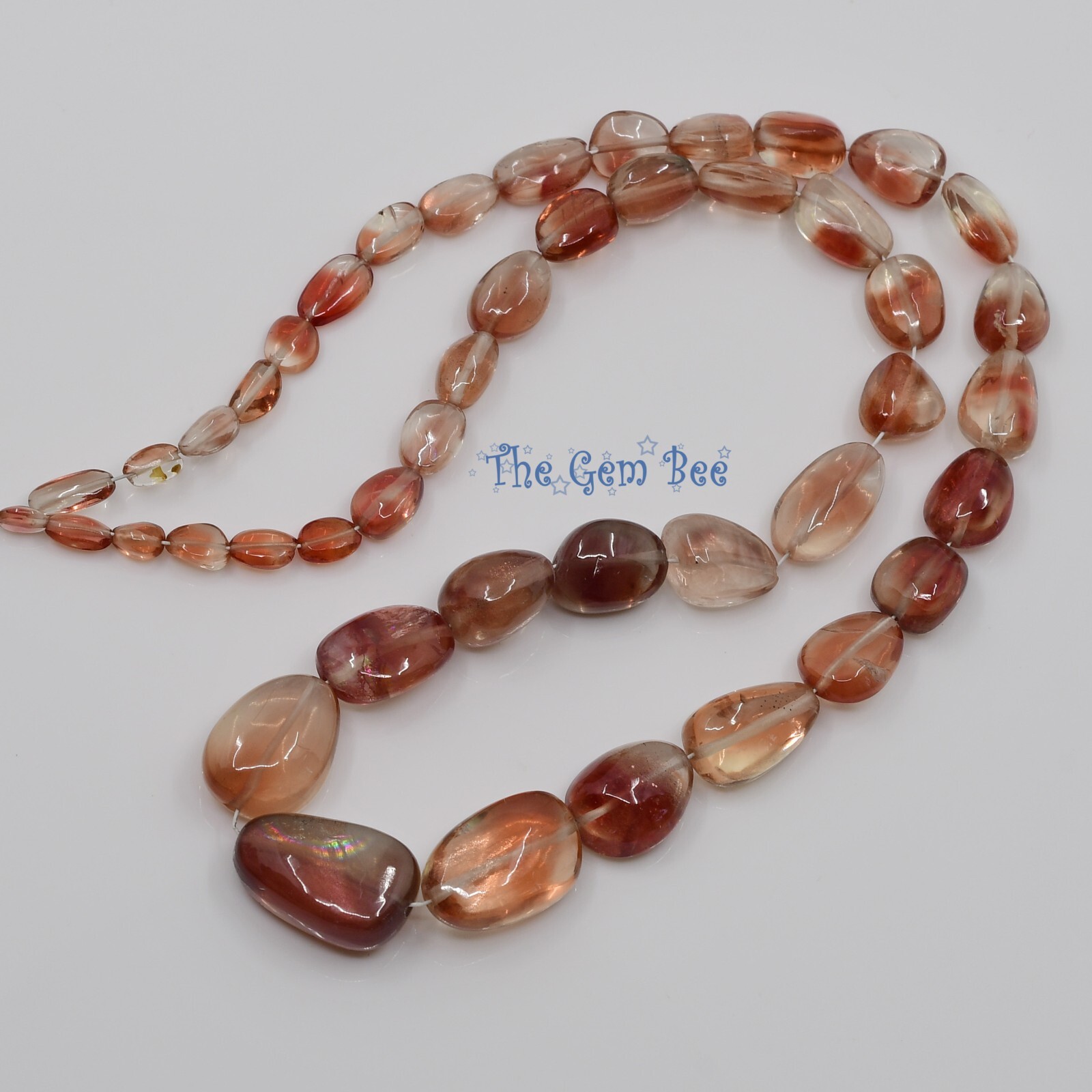 Rare 120ct Jelly Schiller Oregon Sunstone Smooth Nugget Beads 16 inch Strand